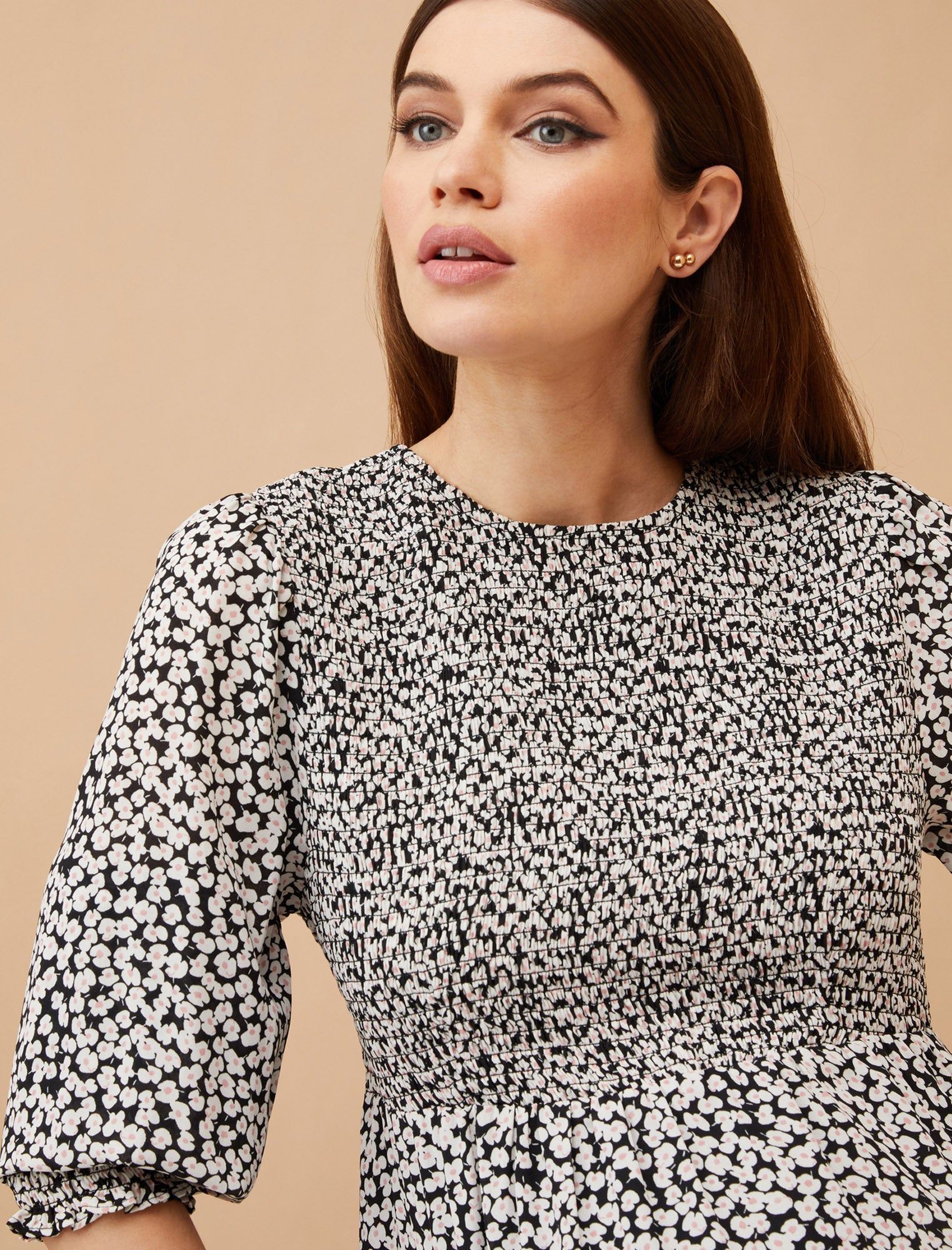 Smocked Peplum Long Sleeve Maternity Top sold by Motherhood Maternity product image thumbnail 2