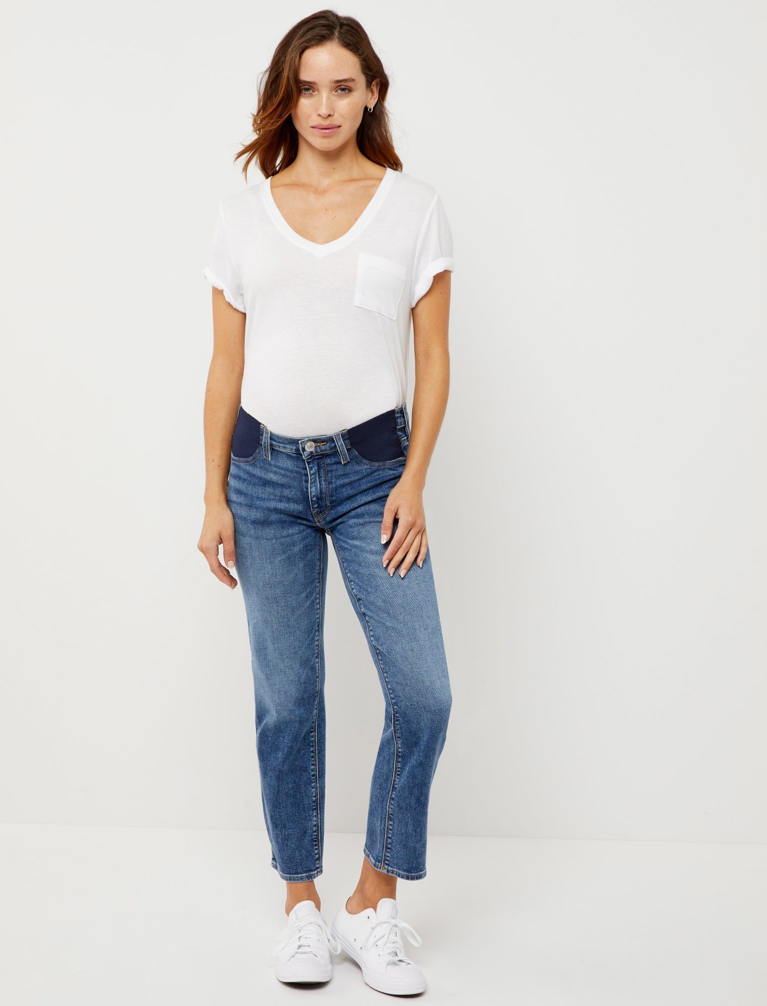 Hudson Nico Mid-Rise Straight Ankle Side Panel Maternity Jeans sold by Motherhood Maternity