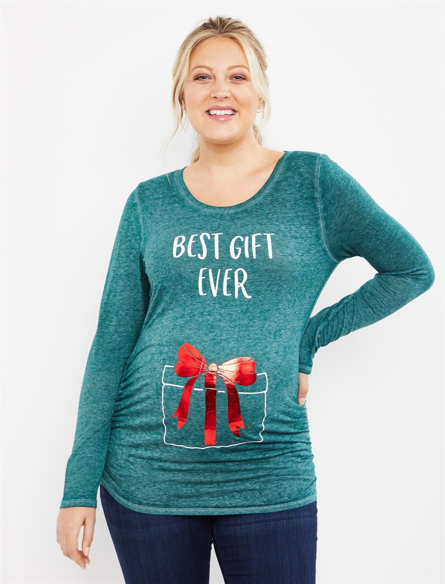 Best Gift Ever Christmas Maternity Graphic Tee sold by Motherhood Maternity