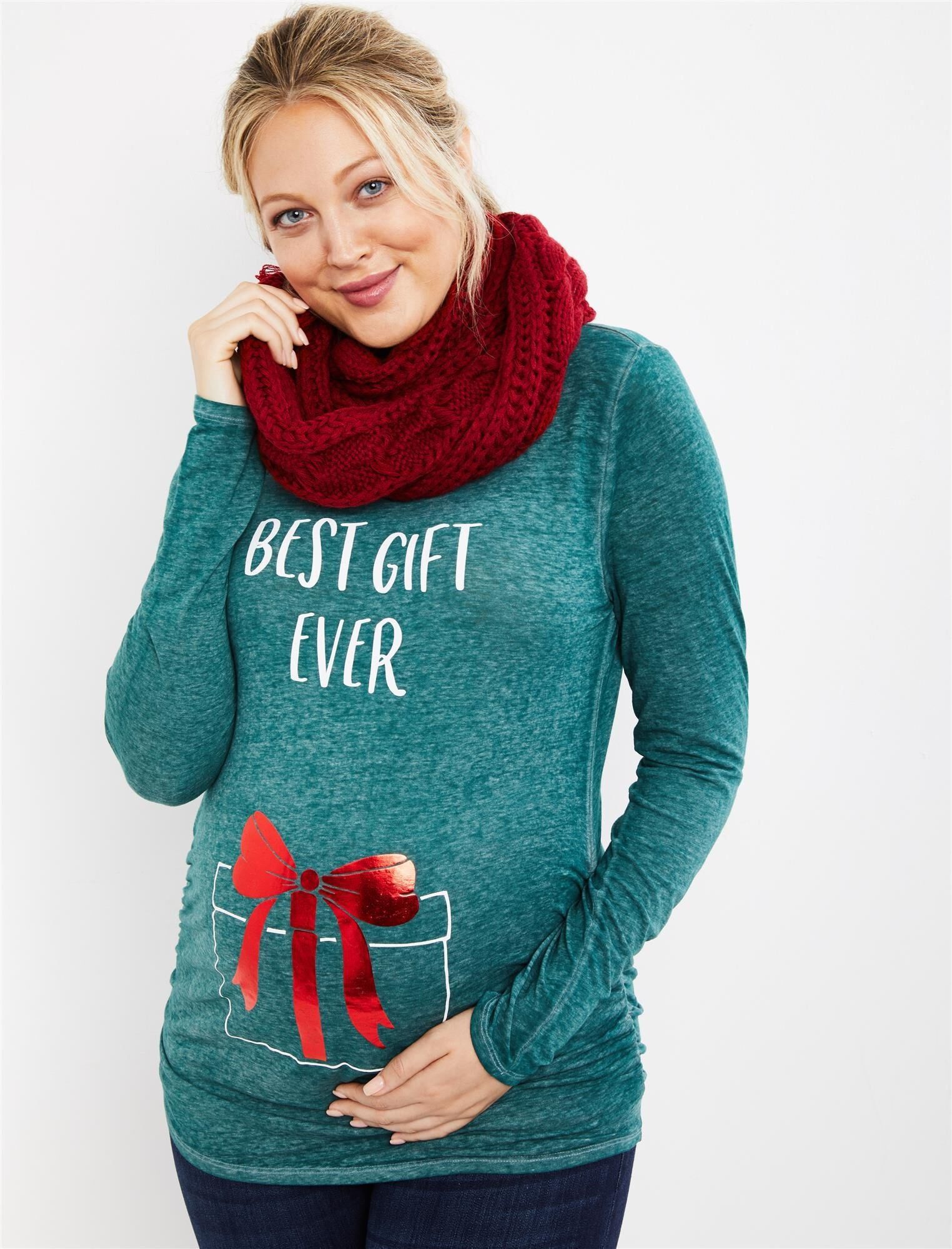 Best Gift Ever Christmas Maternity Graphic Tee sold by Motherhood Maternity product image thumbnail 2