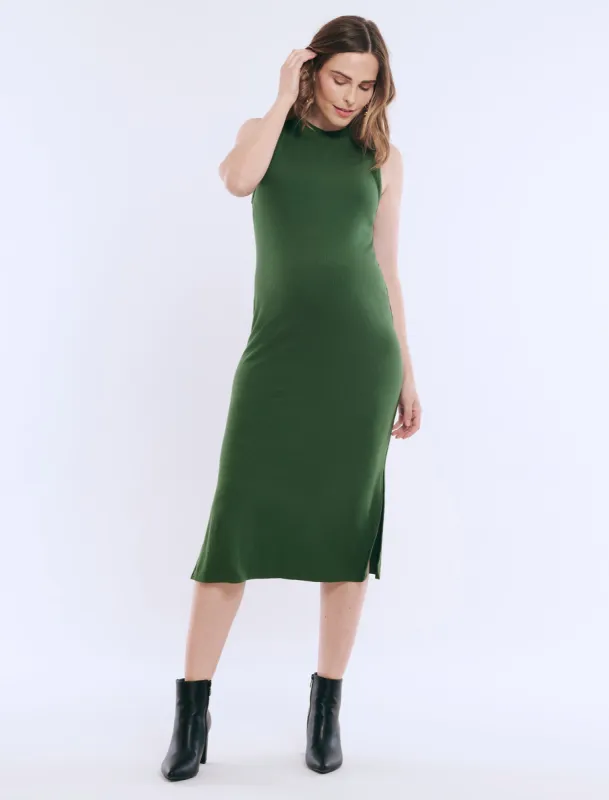 Sleeveless Rib Knit Midi Dress sold by Motherhood Maternity