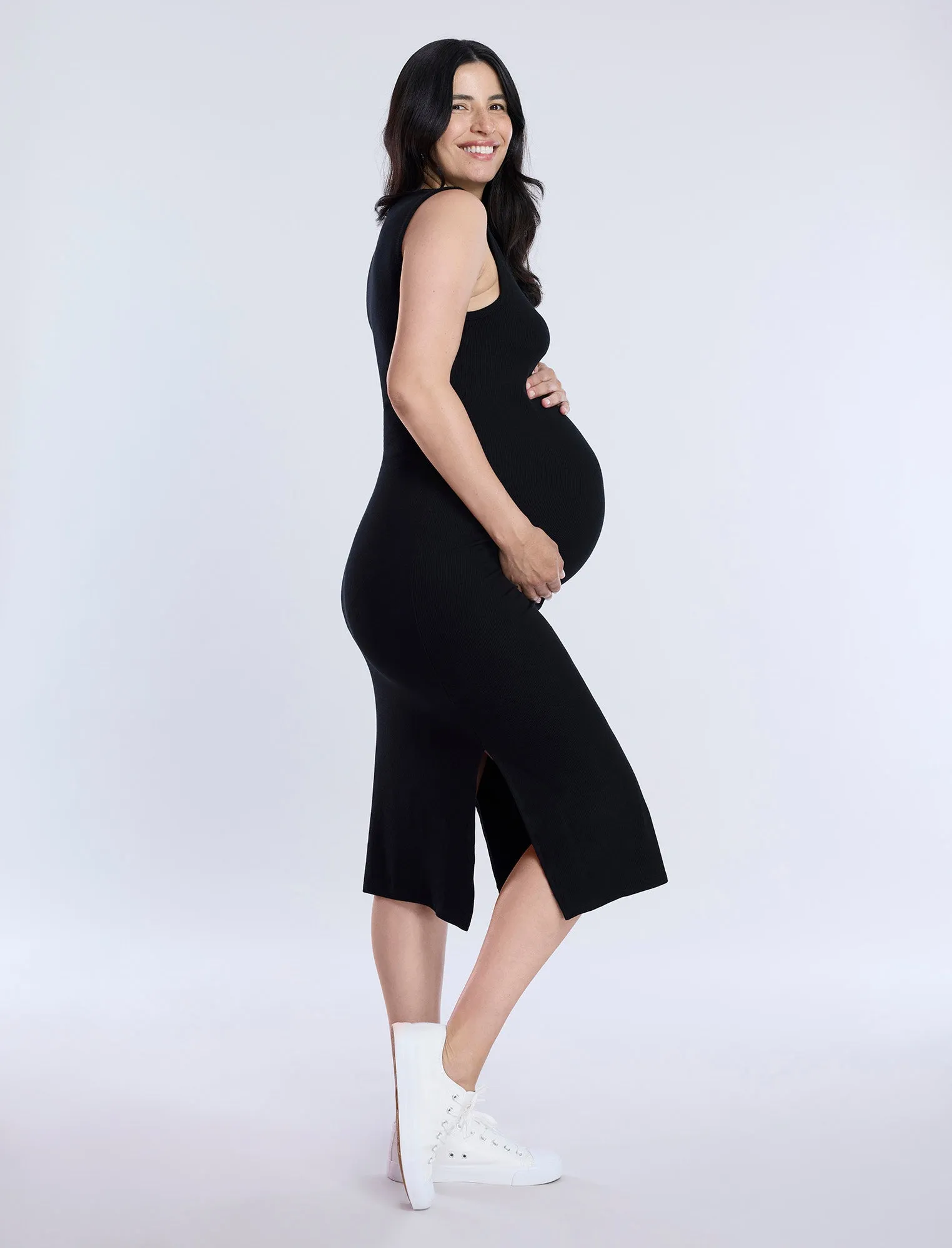 Sleeveless Rib Knit Midi Dress sold by Motherhood Maternity product image thumbnail 3