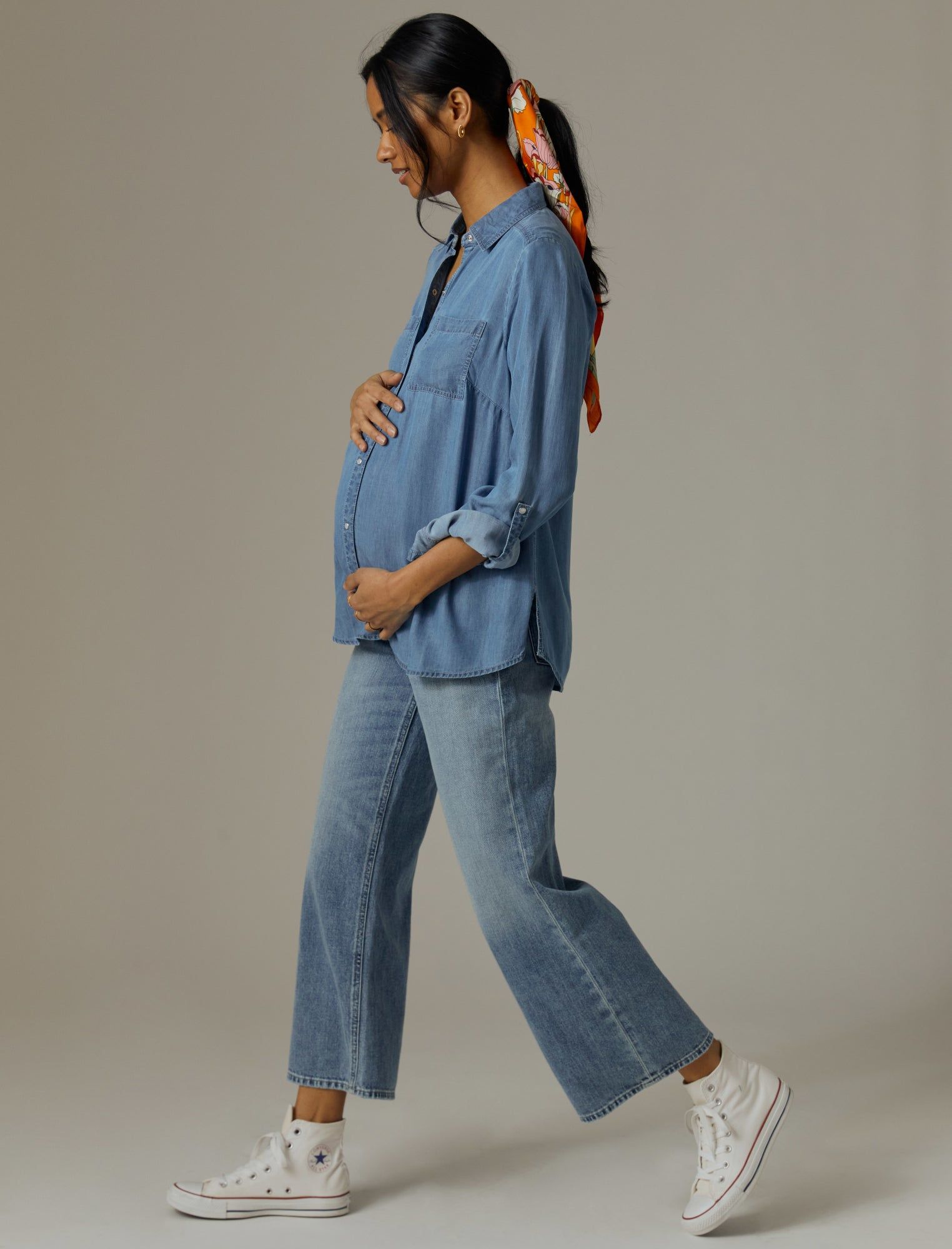 Chambray Button Down Maternity Shirt sold by Motherhood Maternity product image thumbnail 4