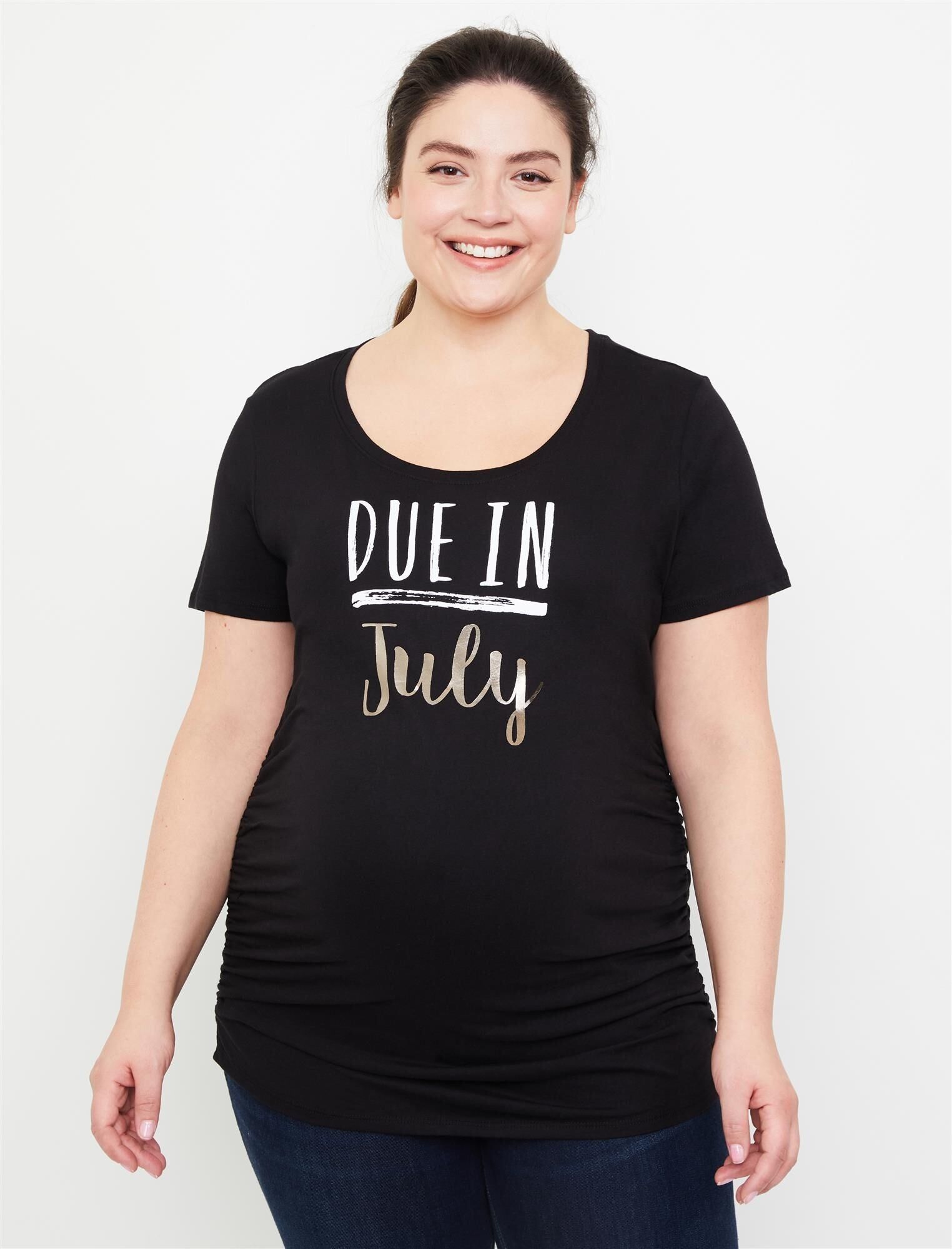 Plus Size Due In Maternity Graphic Tee sold by Motherhood Maternity