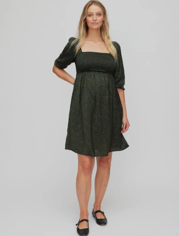 Crepe Smocked Babydoll Dress sold by Motherhood Maternity