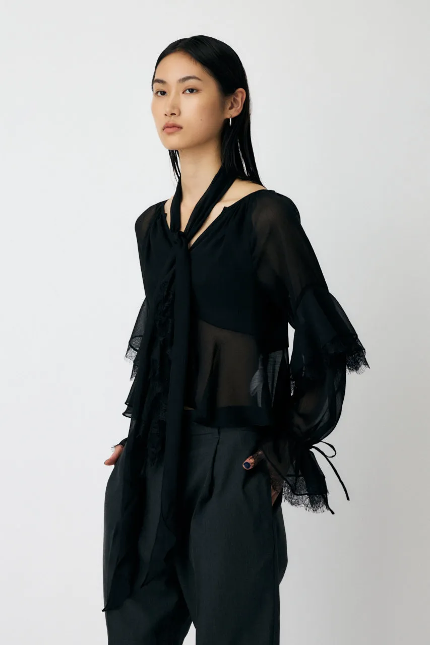 LACE TRIM TIE BLOUSE sold by Moussy product image thumbnail 4