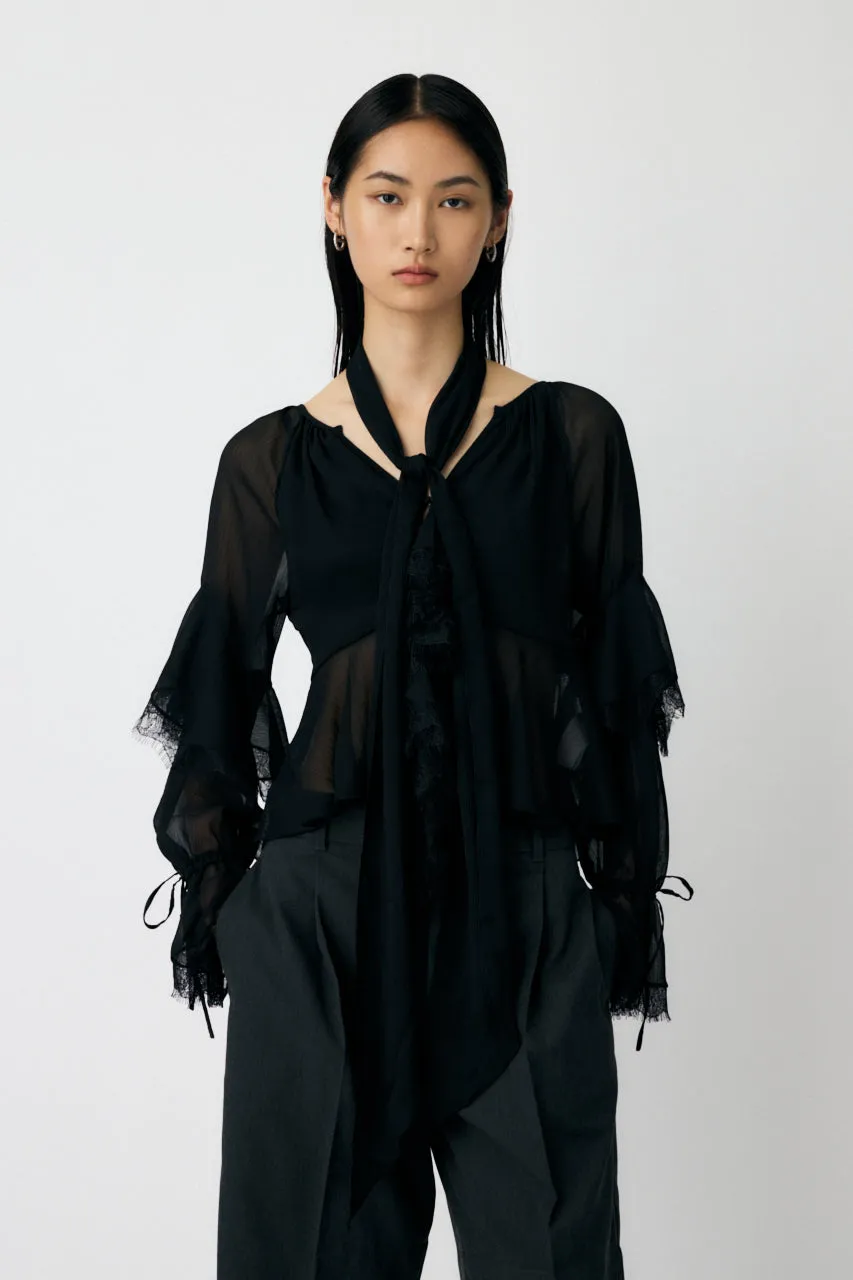LACE TRIM TIE BLOUSE sold by Moussy product image thumbnail 2