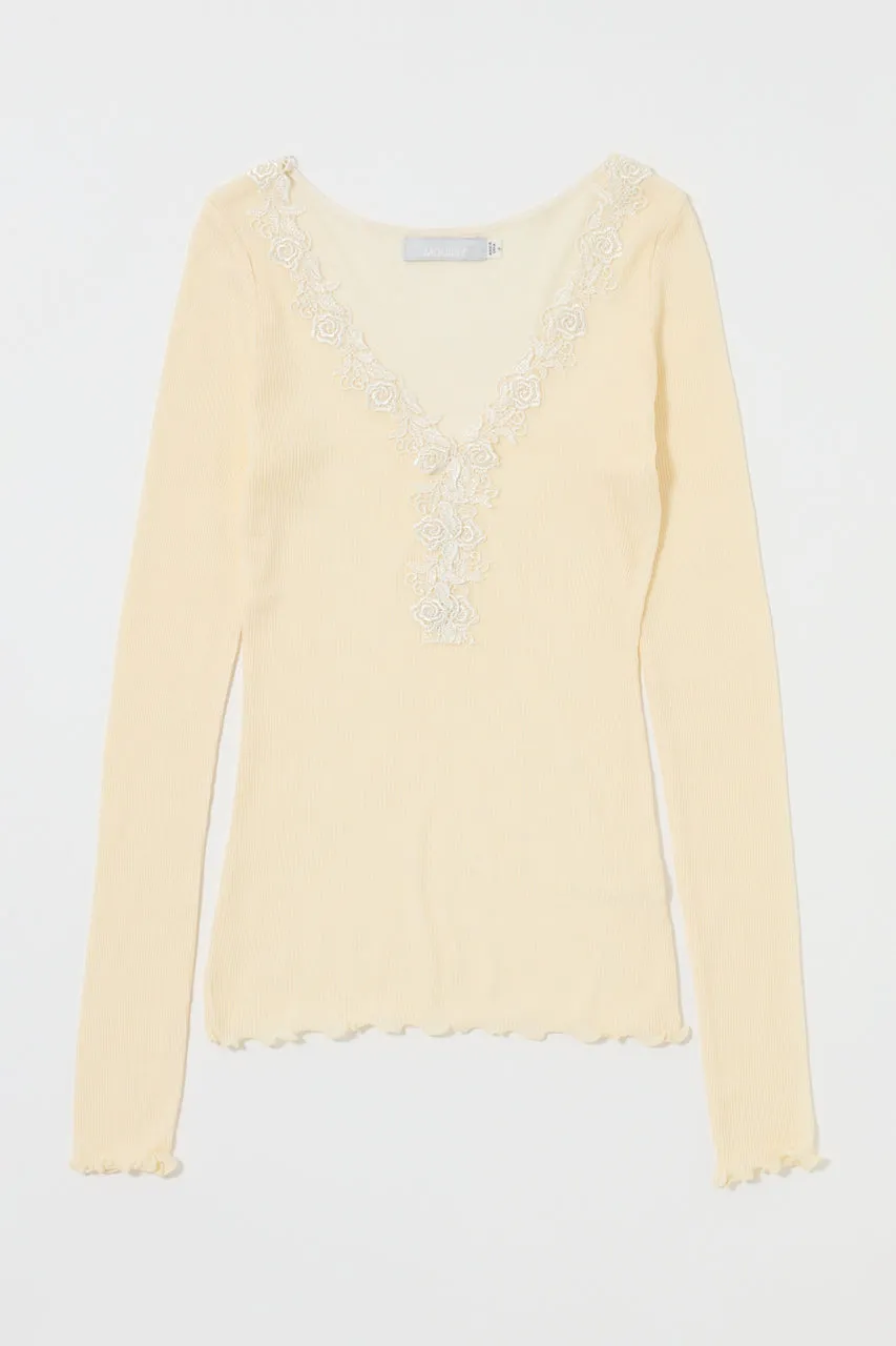 LACE TRIM LONG SLEEVE TEE sold by Moussy