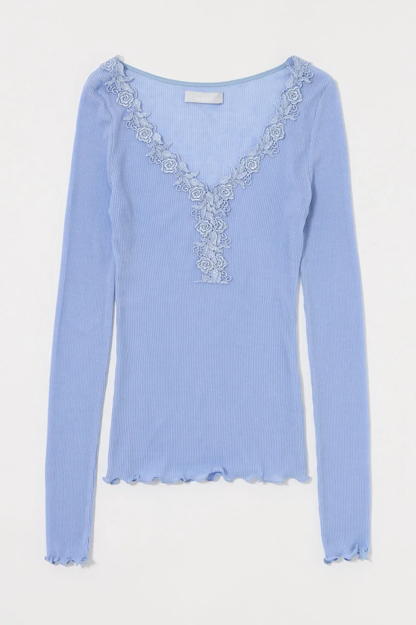 LACE TRIM LONG SLEEVE TEE sold by Moussy