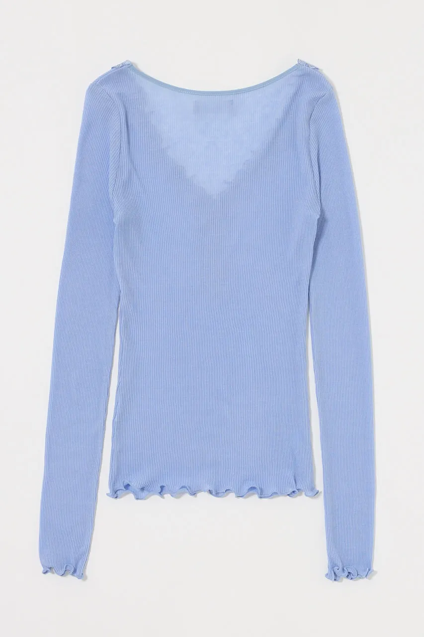 LACE TRIM LONG SLEEVE TEE sold by Moussy product image thumbnail 3