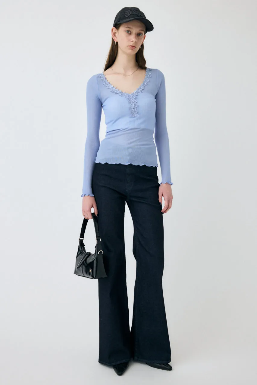 LACE TRIM LONG SLEEVE TEE sold by Moussy product image thumbnail 4