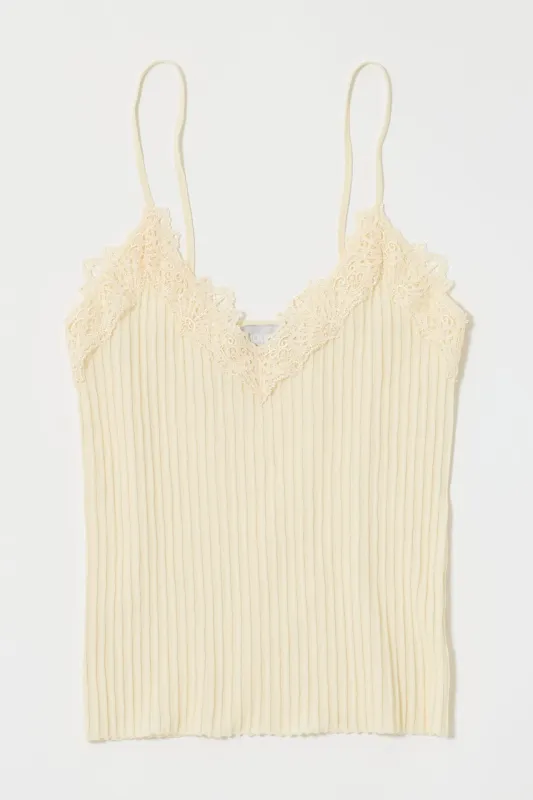 LACE TRIM RIB CAMI sold by Moussy