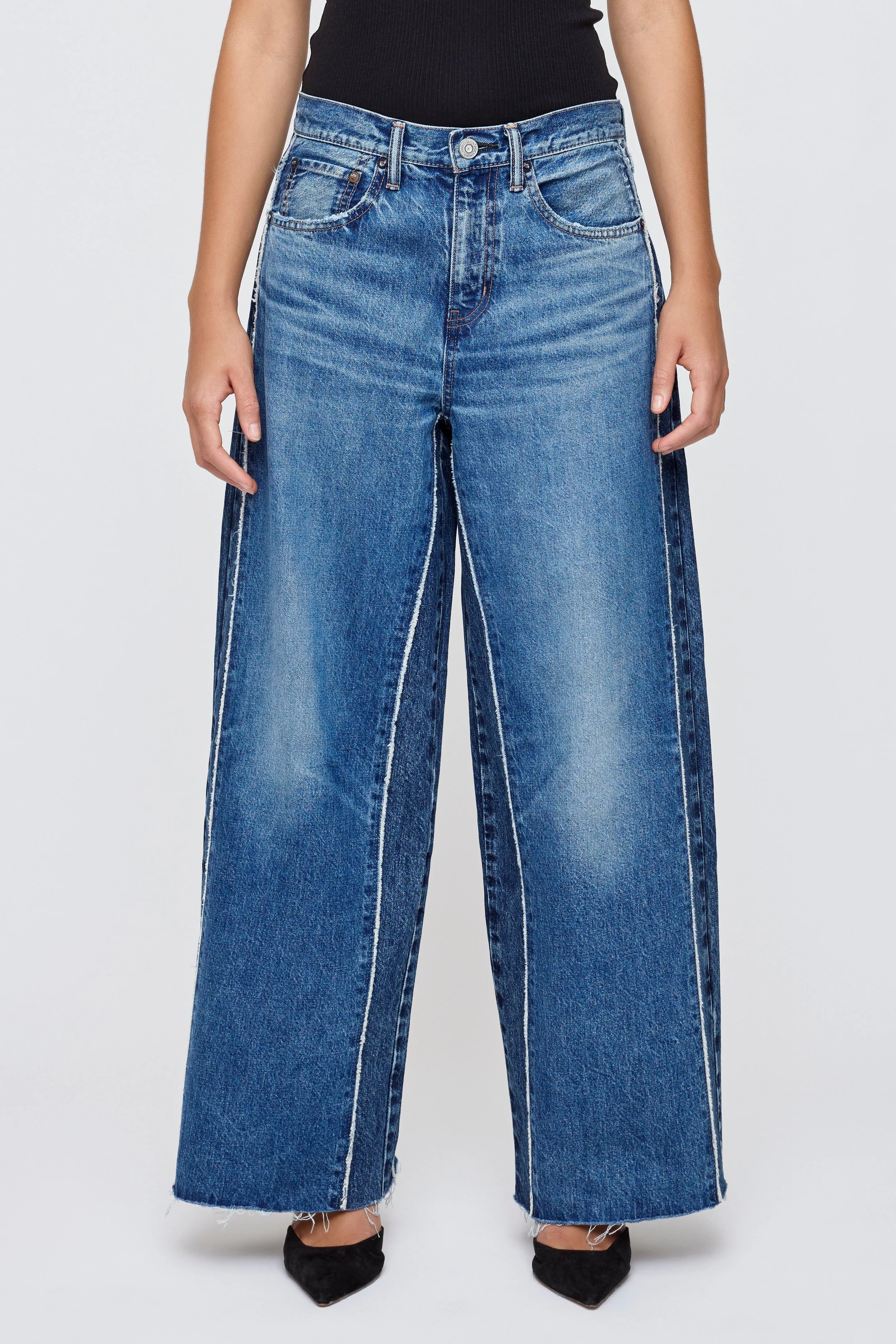 TAHITI TWO-TONE WIDE PANTS sold by Moussy product image thumbnail 2