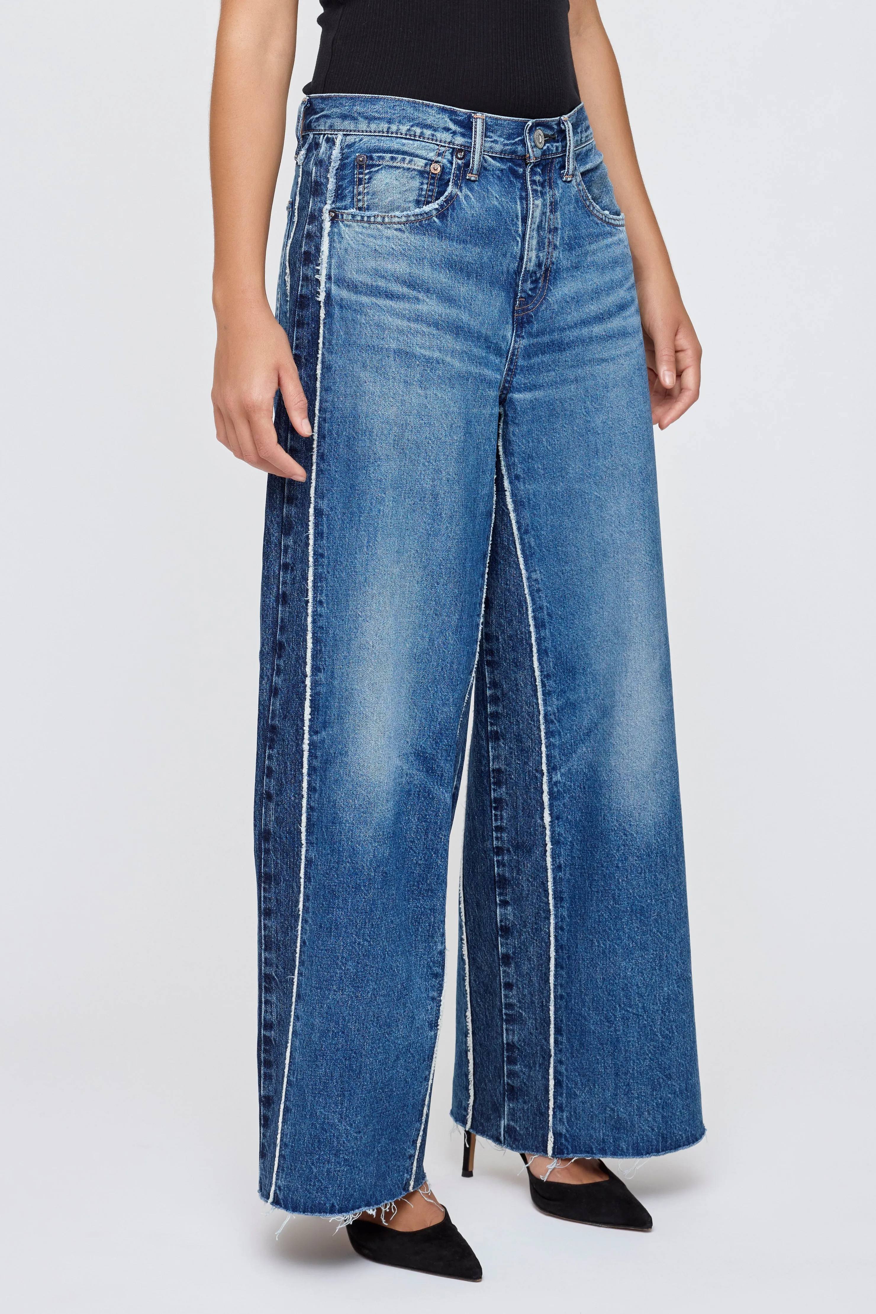 TAHITI TWO-TONE WIDE PANTS sold by Moussy product image thumbnail 4