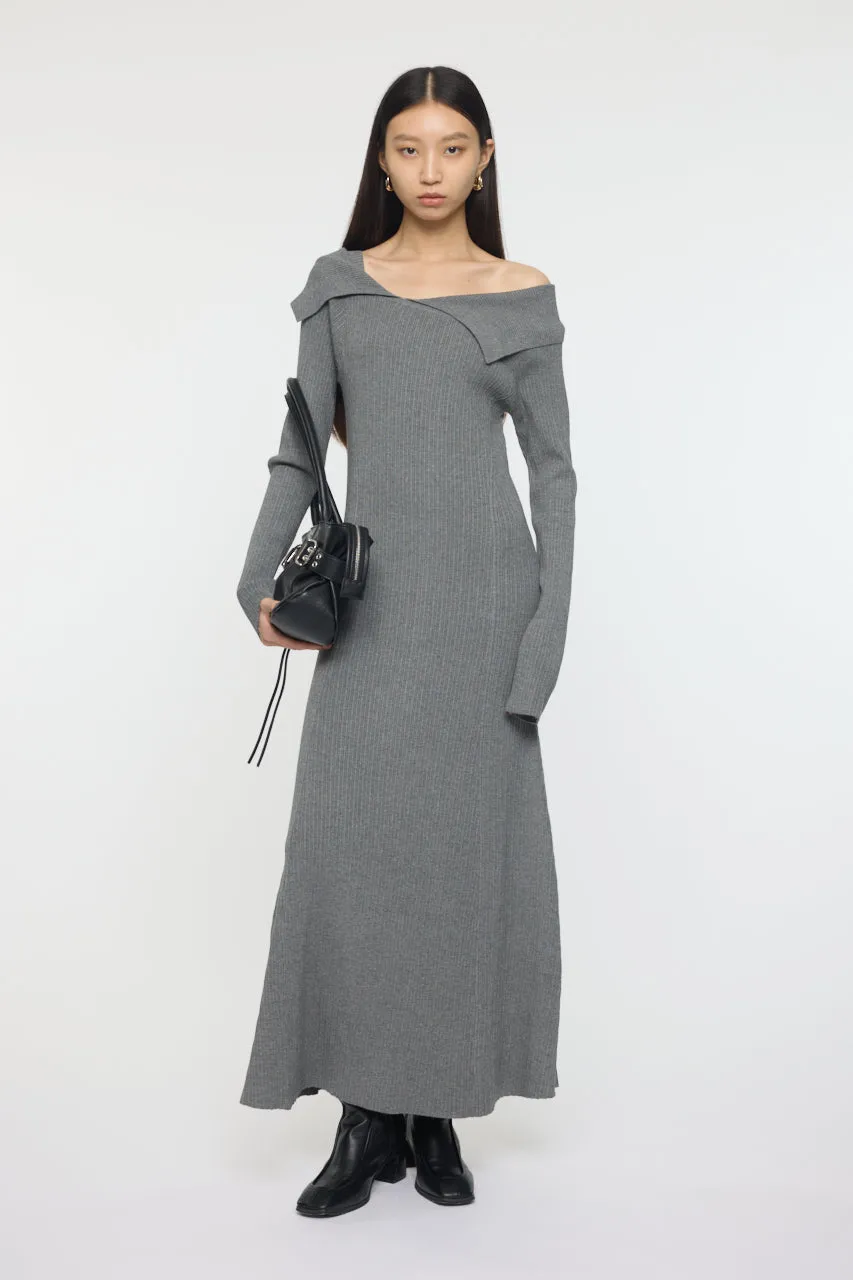 ASYMMETRY COLLAR KNIT DRESS sold by Moussy product image thumbnail 2
