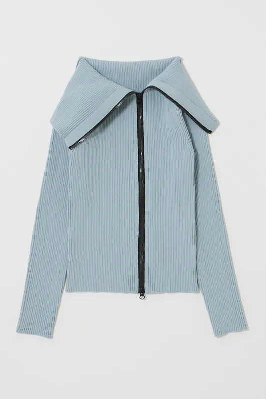 BIG COLLAR ZIP UP KNIT made by Moussy