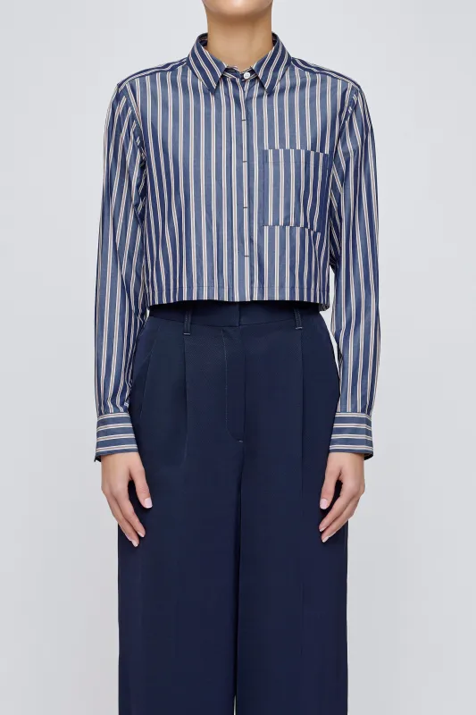 BASIC STRIPED CROPPED SHIRT made by MOUSSY VINTAGE