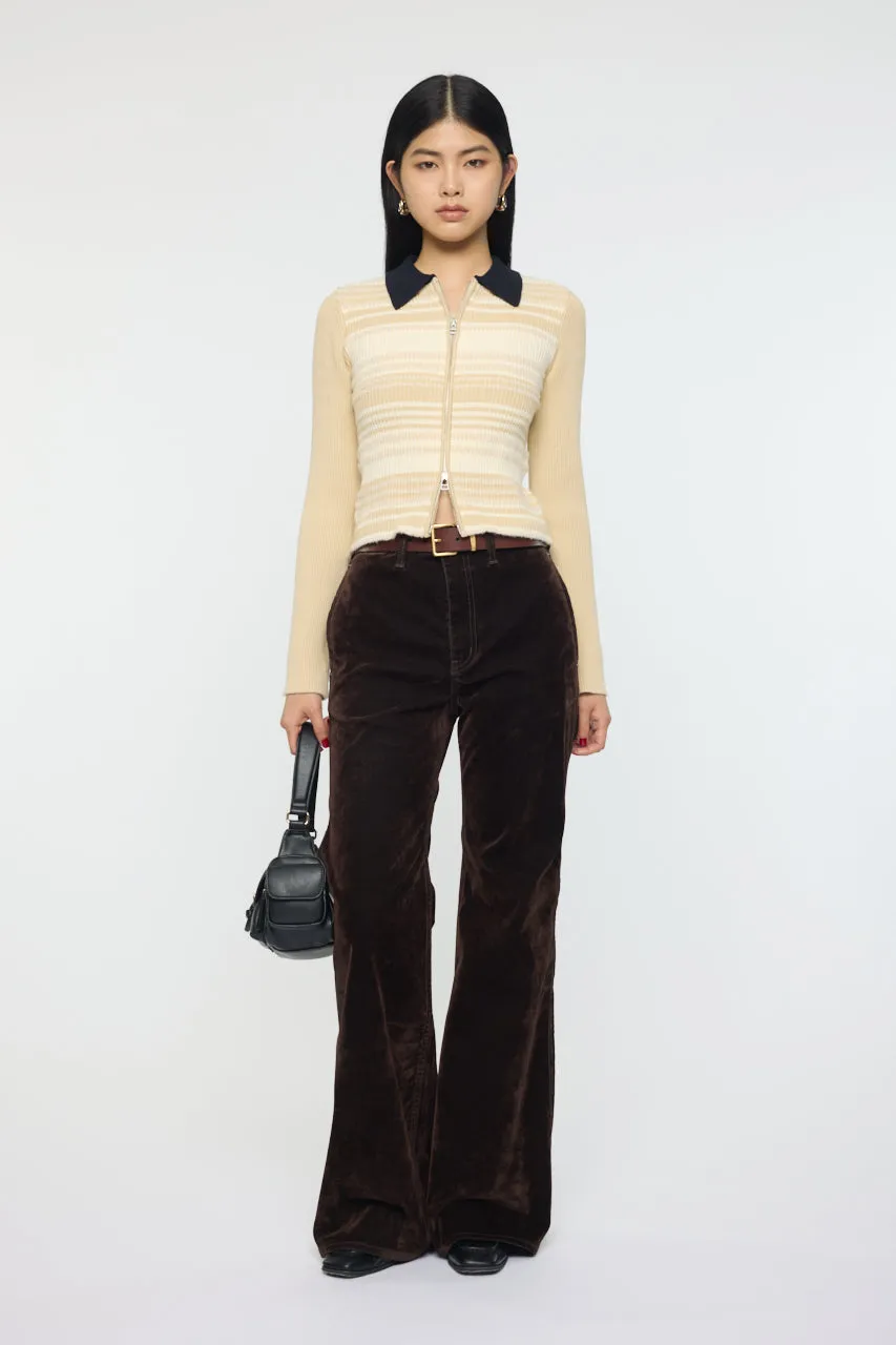 STRIPE ZIP UP KNIT SHIRT sold by Moussy product image thumbnail 3