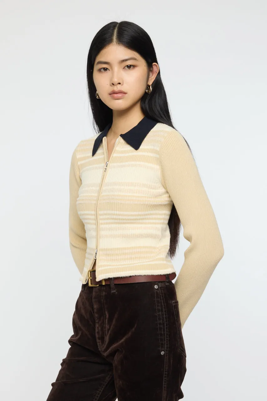 STRIPE ZIP UP KNIT SHIRT sold by Moussy product image thumbnail 5