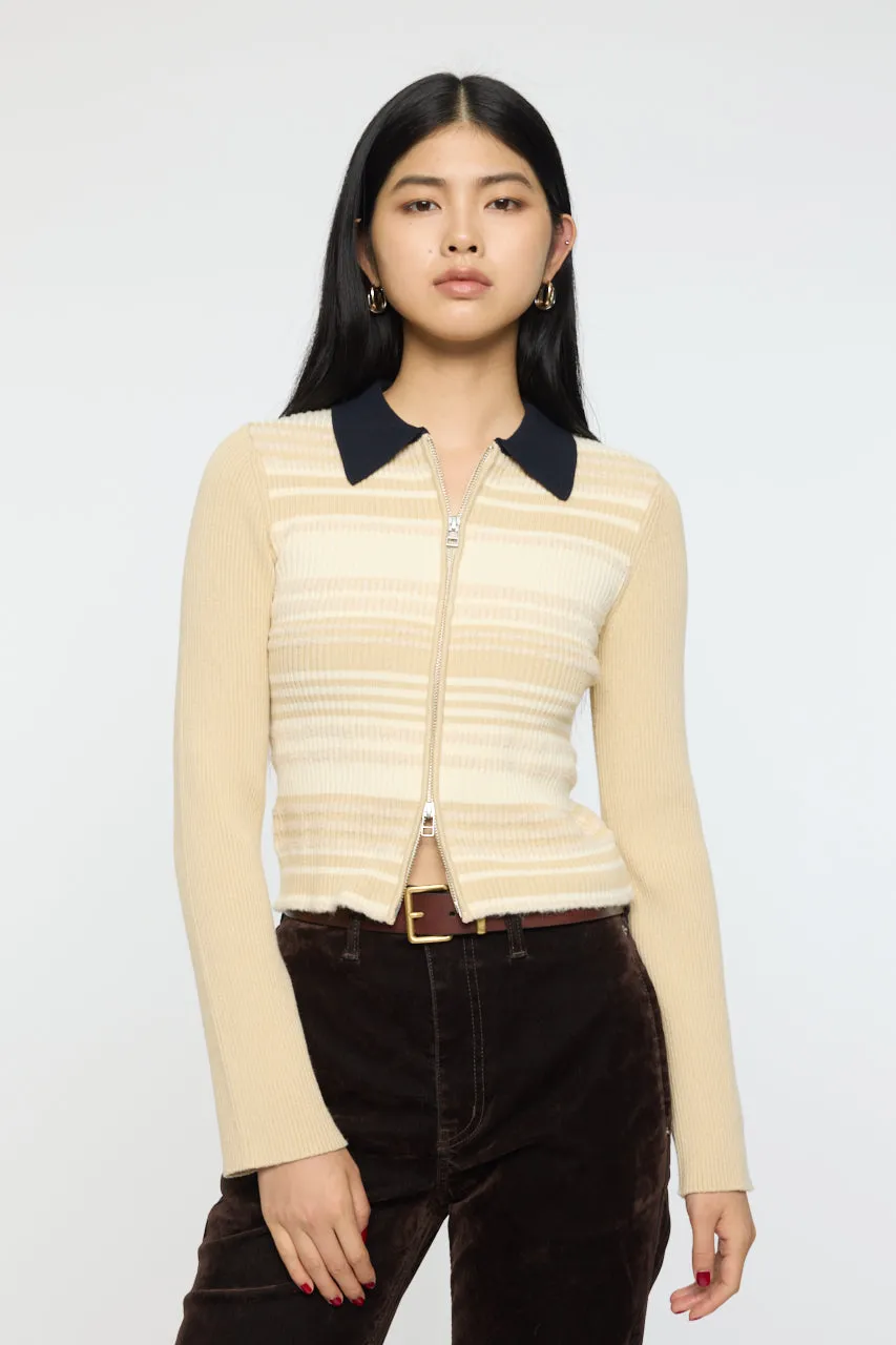 STRIPE ZIP UP KNIT SHIRT sold by Moussy product image thumbnail 4