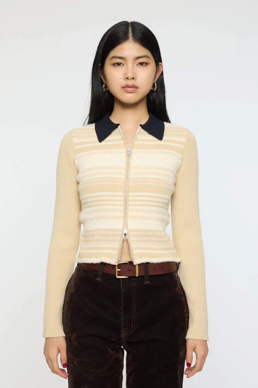 STRIPE ZIP UP KNIT SHIRT sold by Moussy product image thumbnail 2