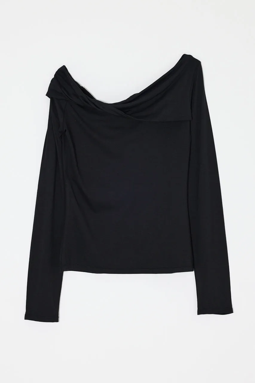 ASYMMETRY TWIST NECK TOP sold by Moussy