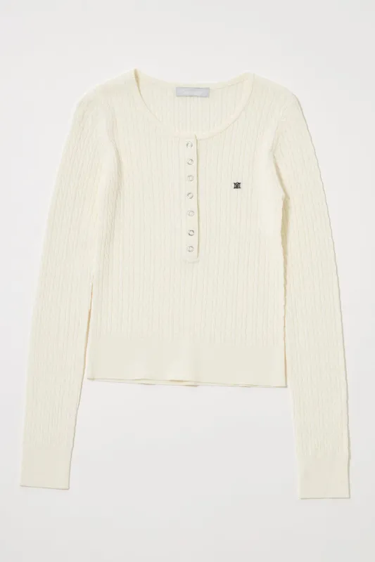 HENRY NECK CABLE KNIT TOP made by Moussy