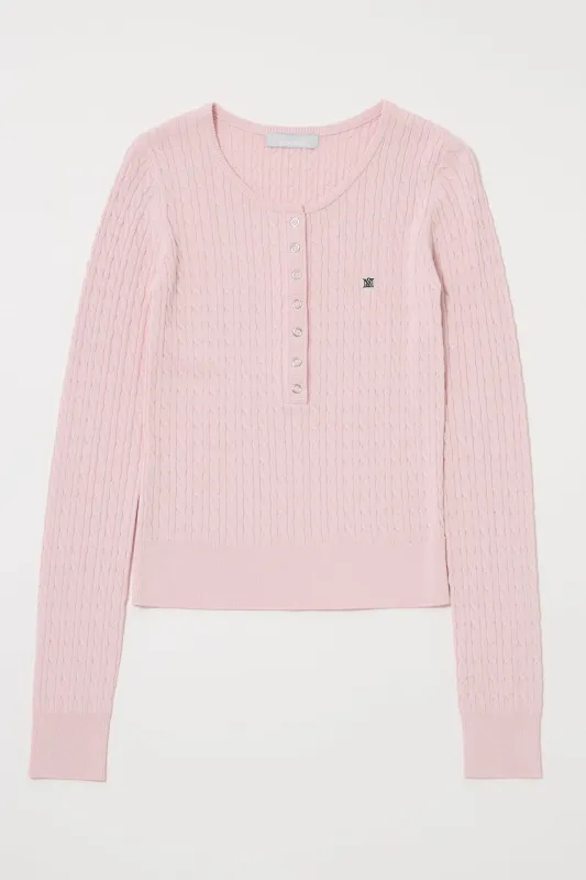 HENRY NECK CABLE KNIT TOP made by Moussy
