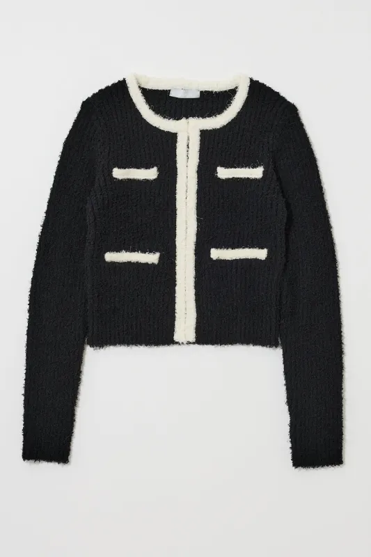 FANCY YARN BI COLOR CARDIGAN made by Moussy