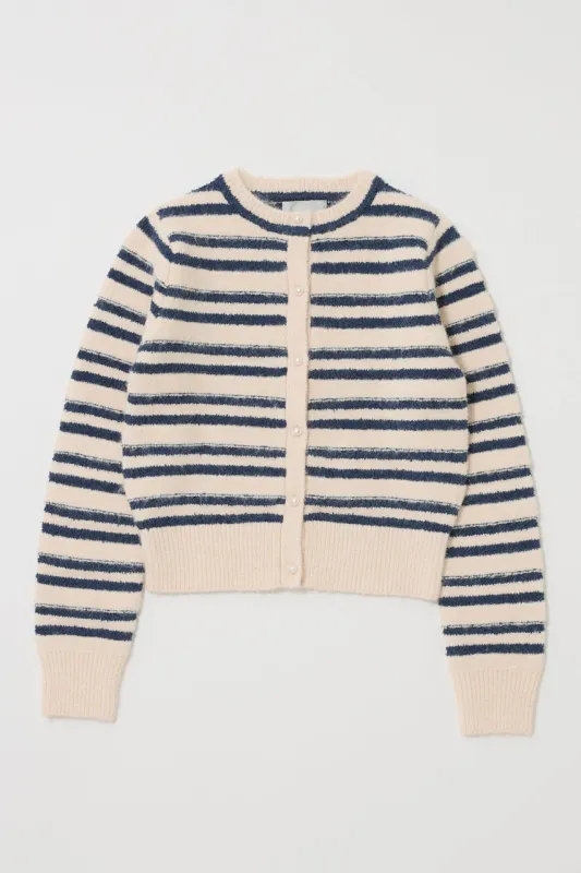 SHADOW STRIPE KNIT CARDIGN made by Moussy