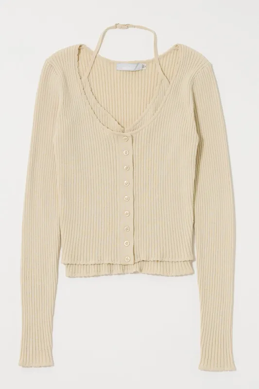 HALTER NECK DOUBLE KNIT TOP made by Moussy