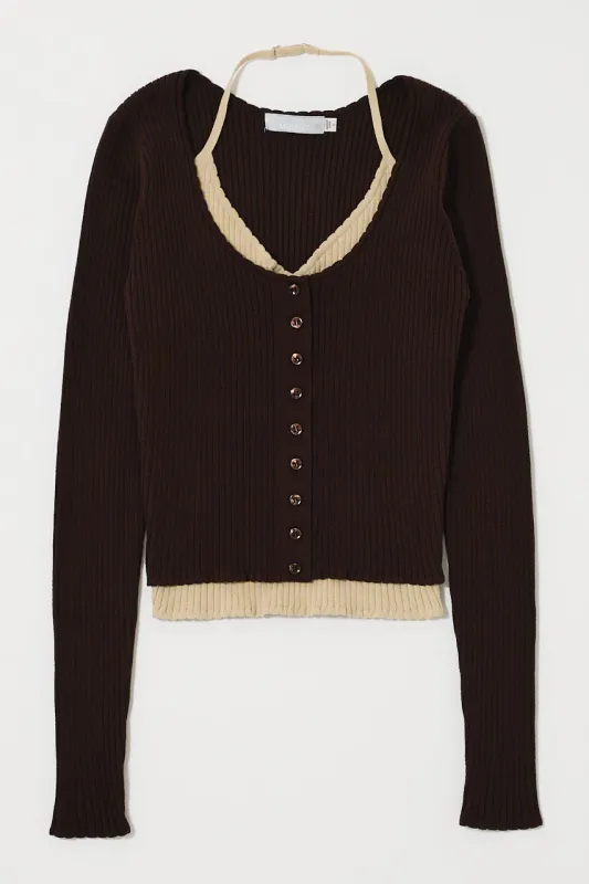 HALTER NECK DOUBLE KNIT TOP made by Moussy