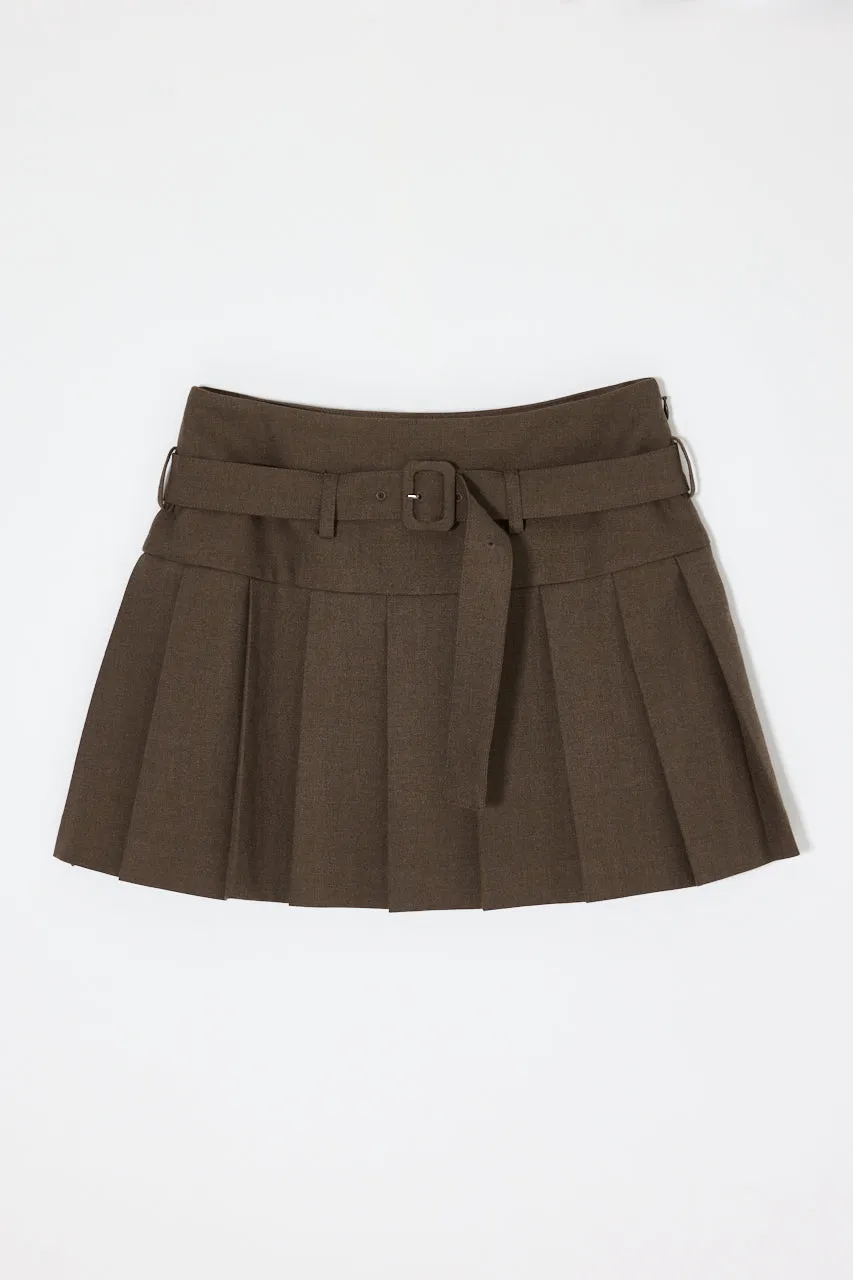 LOW SLUNG PLEATED MINI SKIRT - JS sold by Moussy
