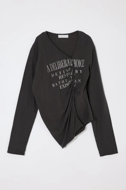 FRONT GATHER DOCKING LONG SLEEVE TOP made by Moussy