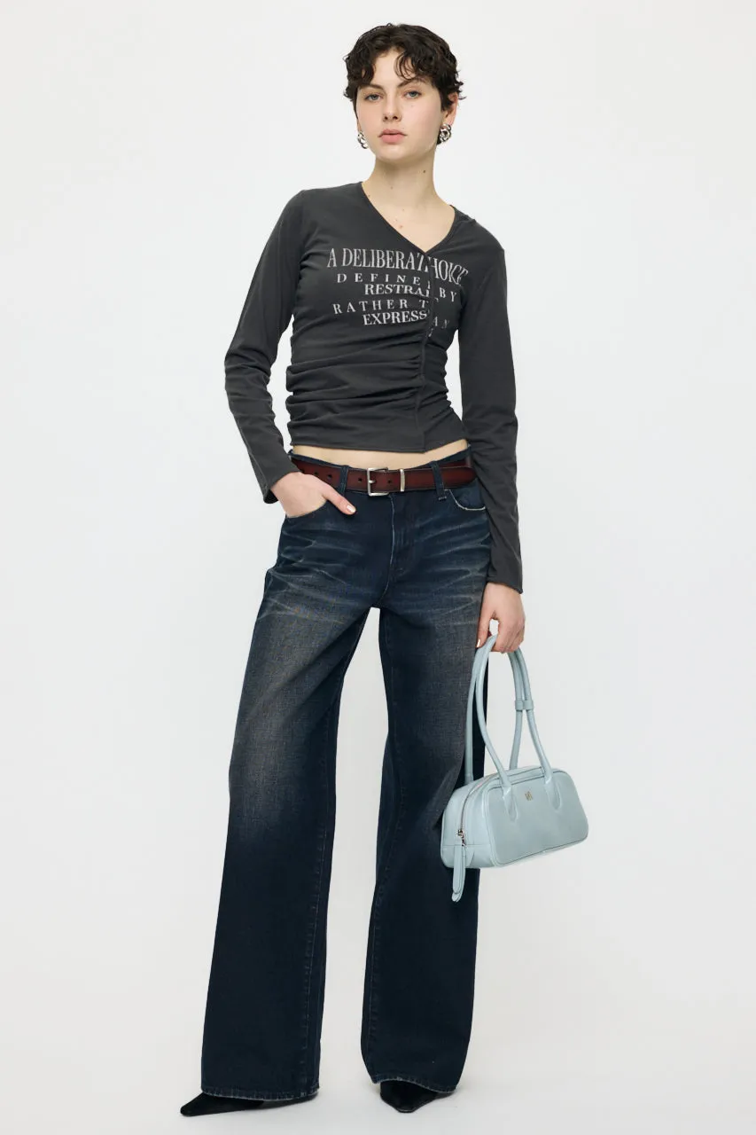 FRONT GATHER DOCKING LONG SLEEVE TOP sold by Moussy product image thumbnail 5