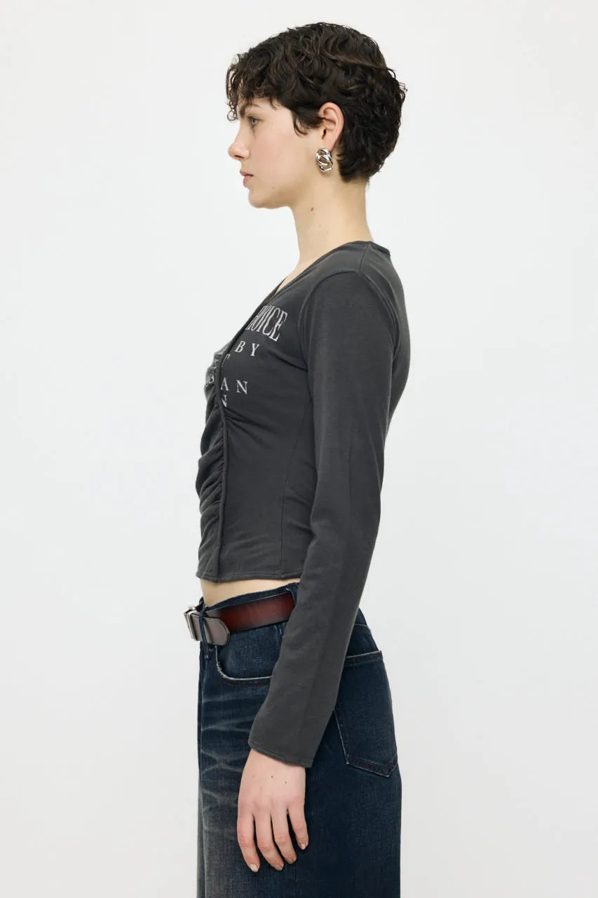 FRONT GATHER DOCKING LONG SLEEVE TOP sold by Moussy product image thumbnail 4