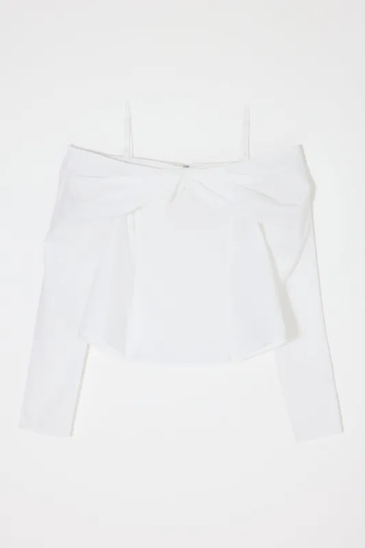 RIBBON OFF SHOULDER BLOUSE made by Moussy