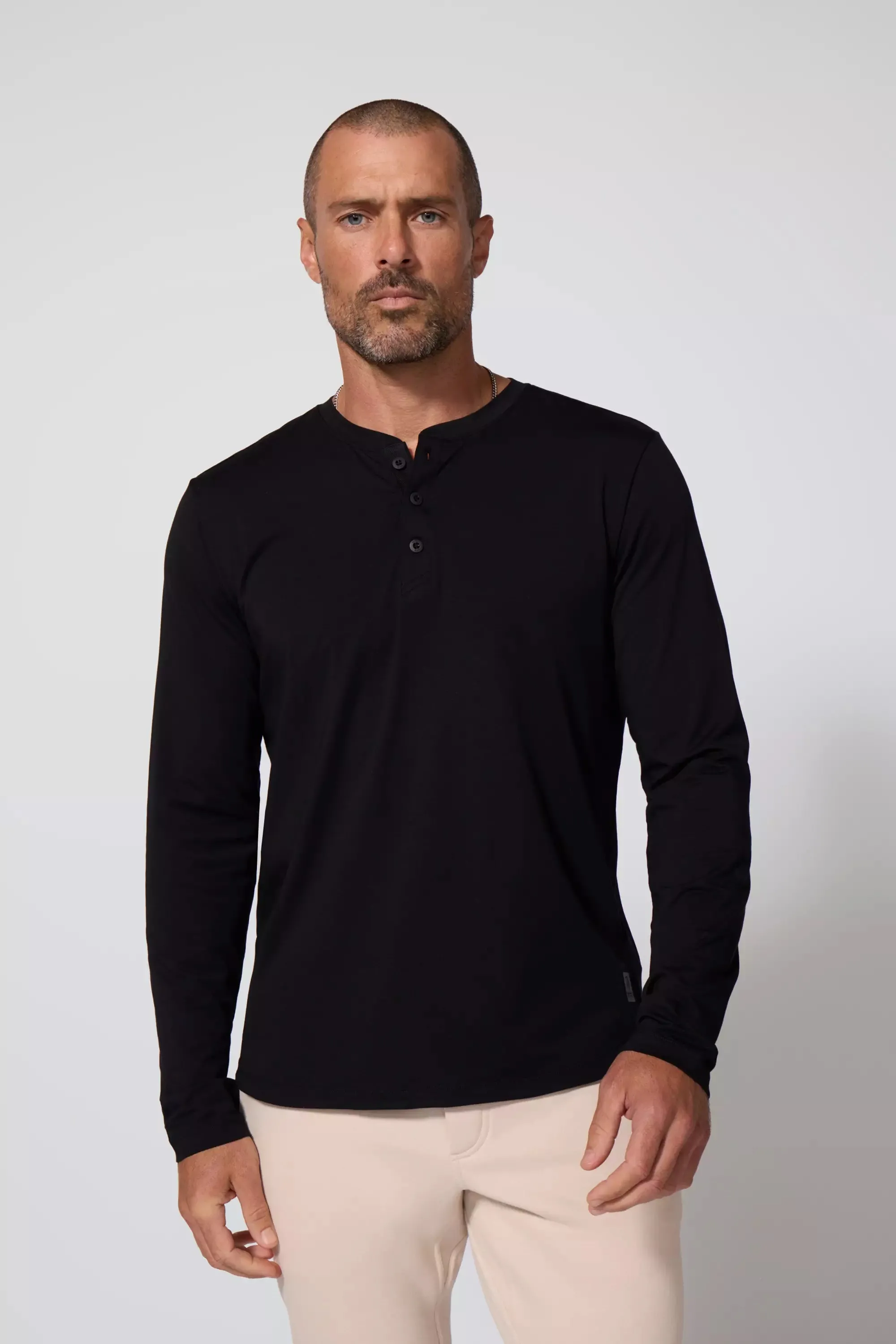 Pima Cotton Long Sleeve Tee With Curved Hem - Black sold by MPG product image thumbnail 3
