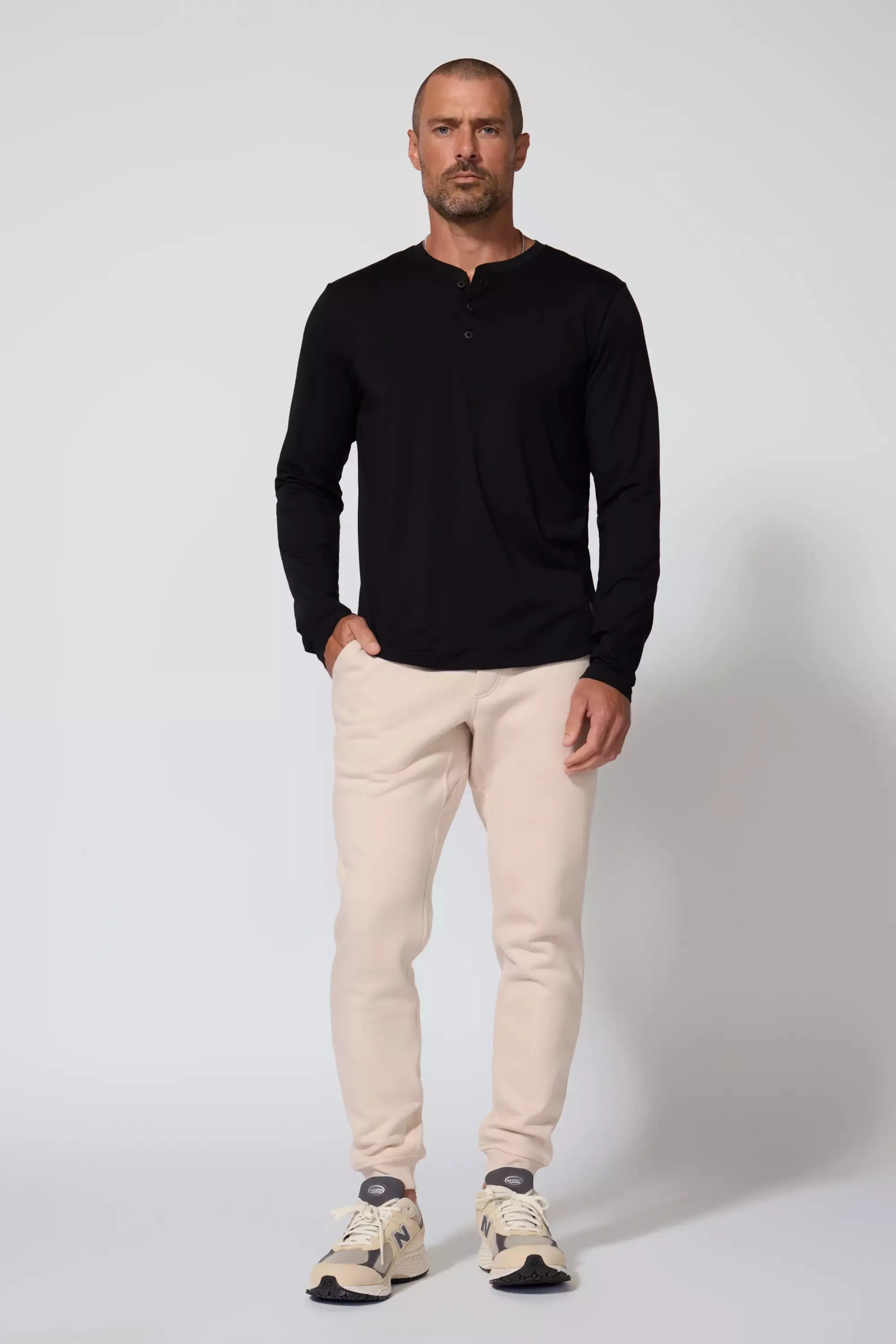 Pima Cotton Long Sleeve Tee With Curved Hem - Black sold by MPG product image thumbnail 2