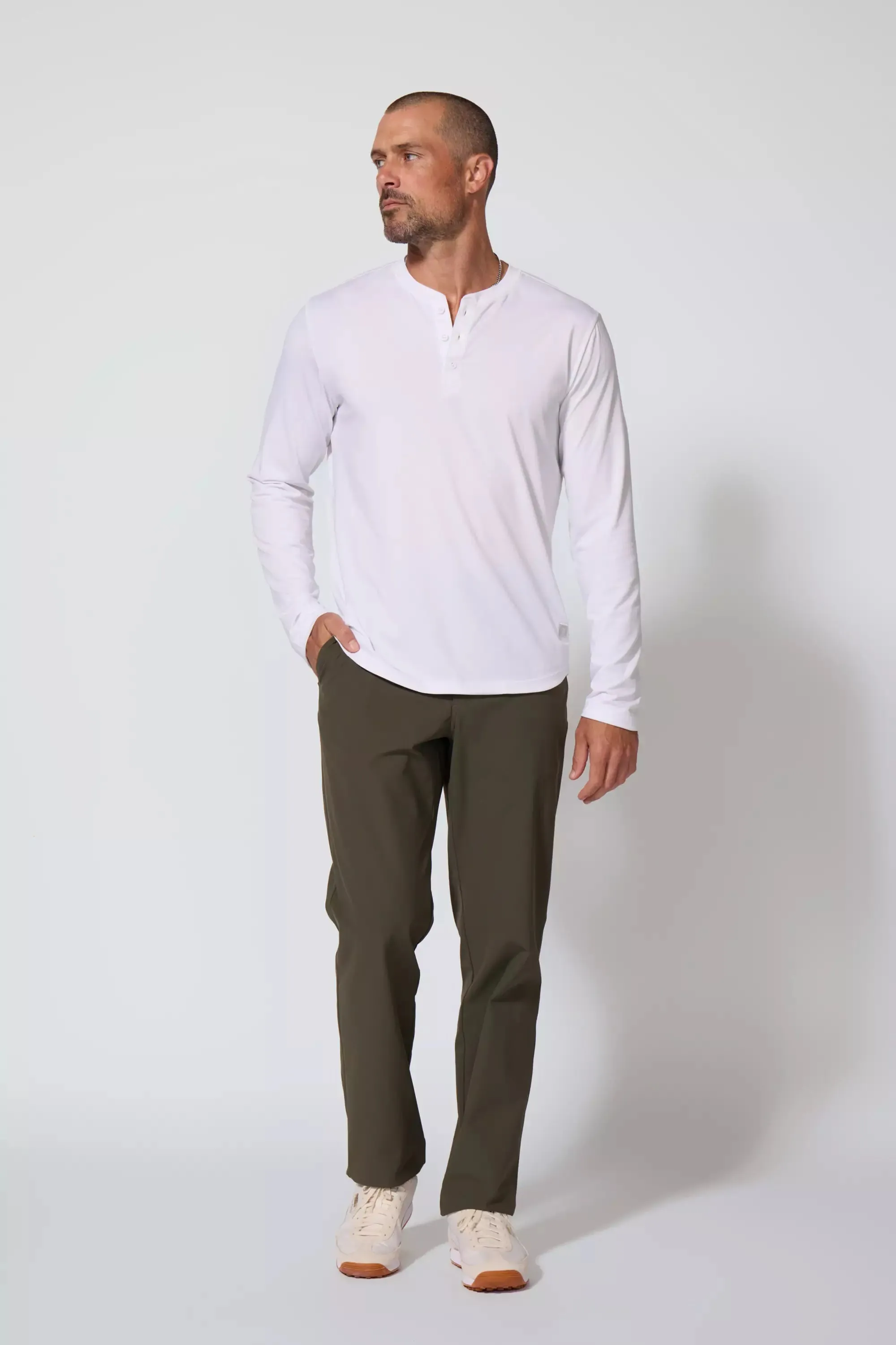 Pima Cotton Long Sleeve Tee With Curved Hem - White sold by MPG product image thumbnail 2