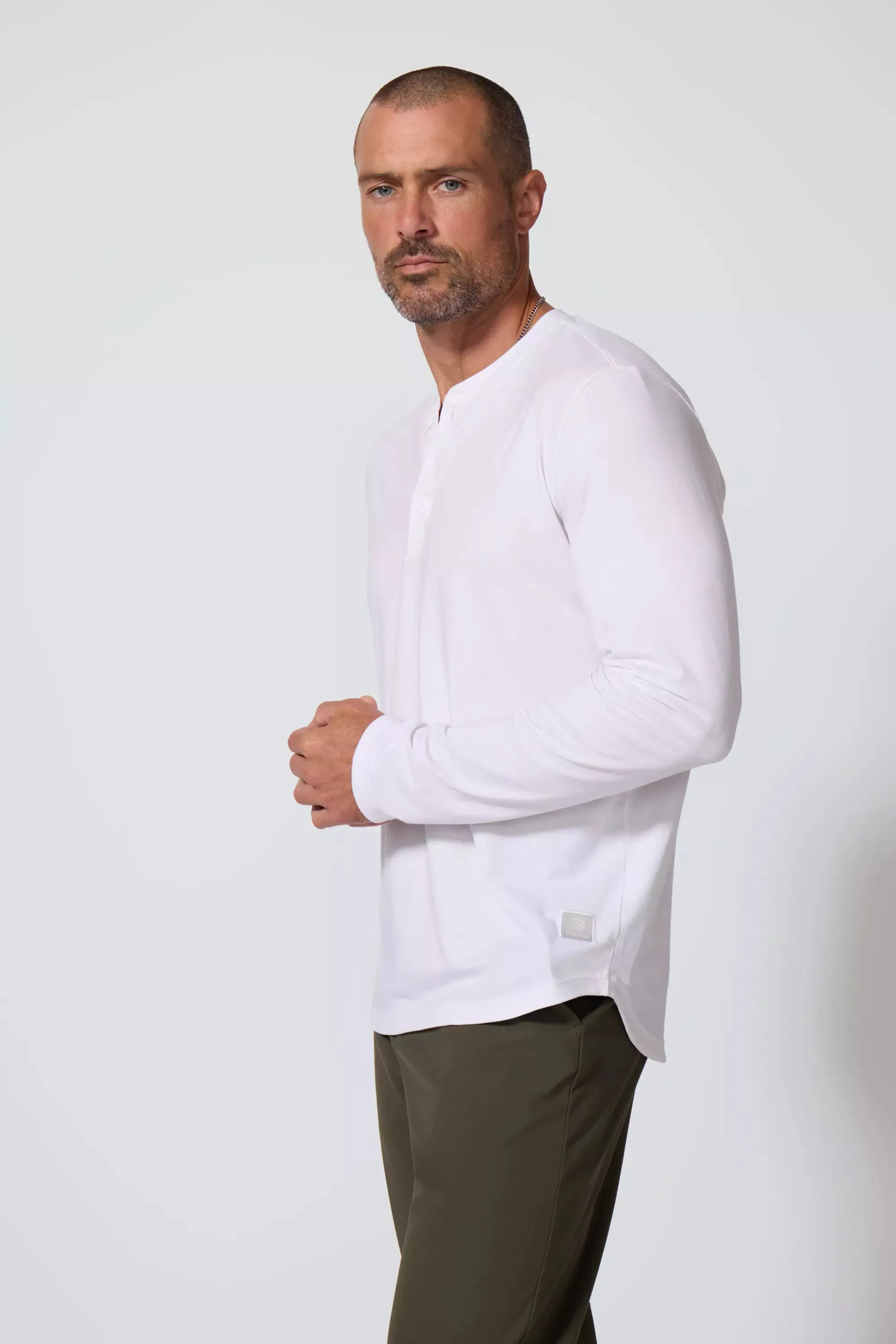 Pima Cotton Long Sleeve Tee With Curved Hem - White sold by MPG product image thumbnail 4