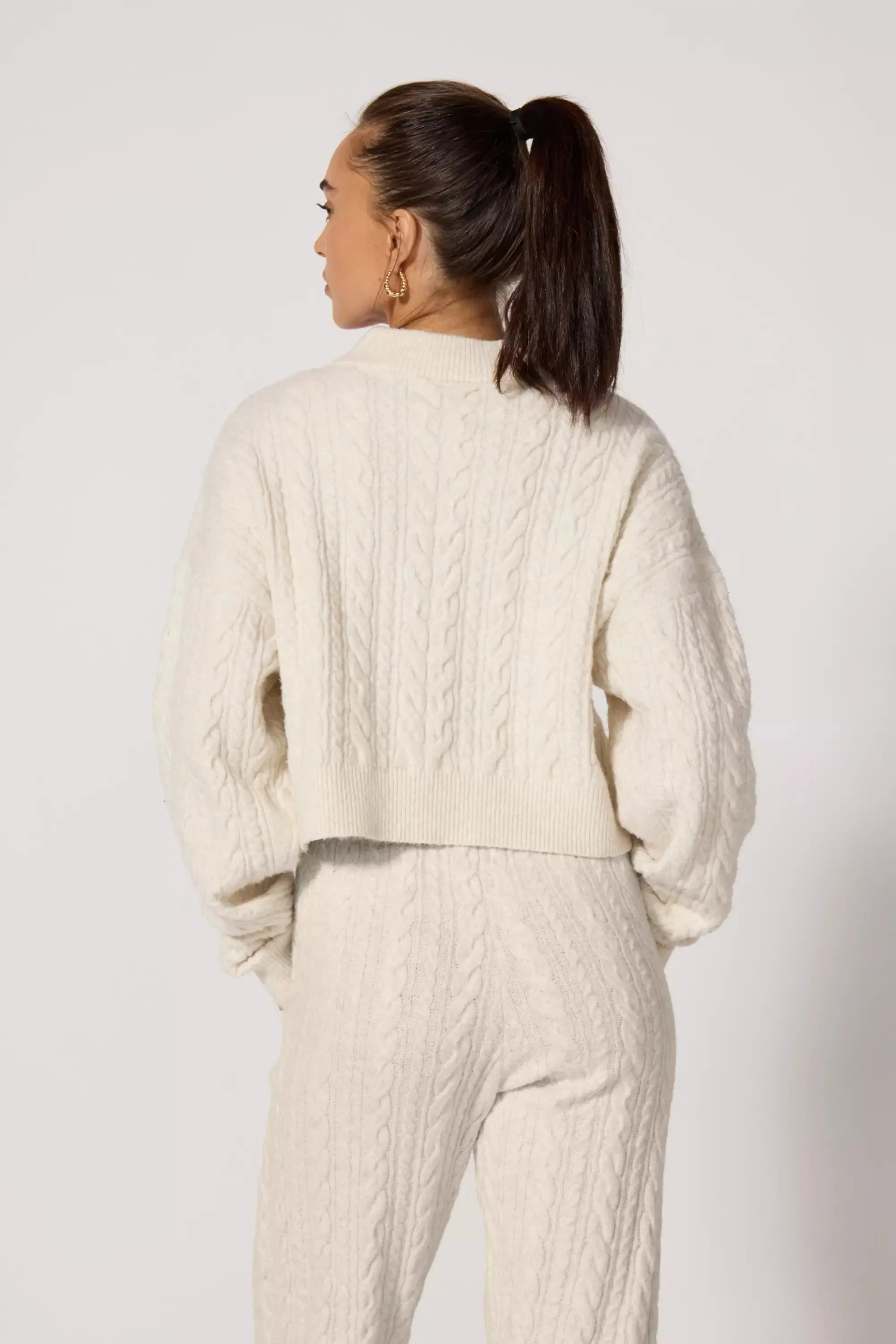 Cable Knit Cropped Sweater - Htr Birch sold by MPG product image thumbnail 3