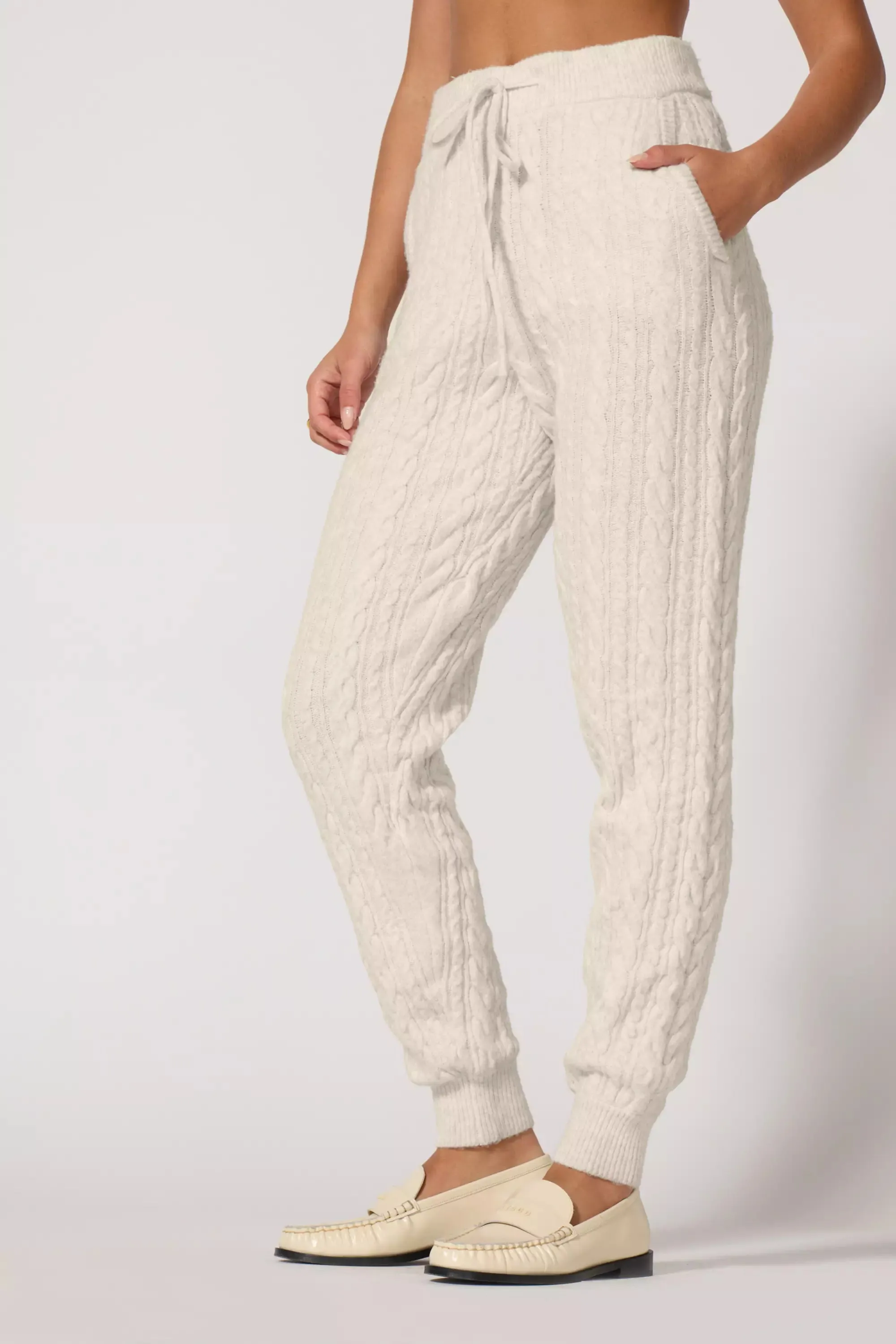 Cable Knit Jogger - Htr Birch sold by MPG product image thumbnail 4