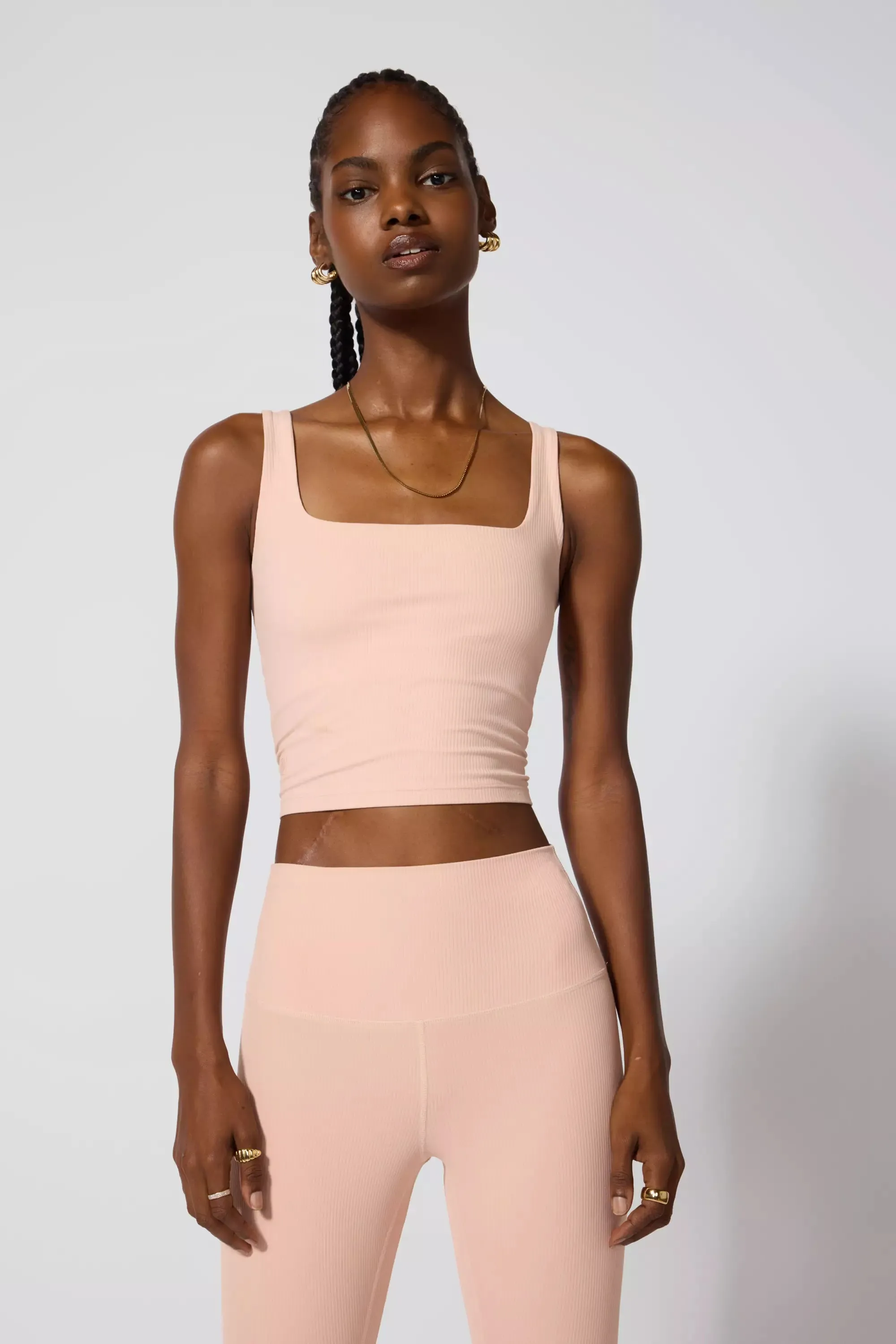 Ribbed Crop Tank with Support - Rose Cloud sold by MPG product image thumbnail 5