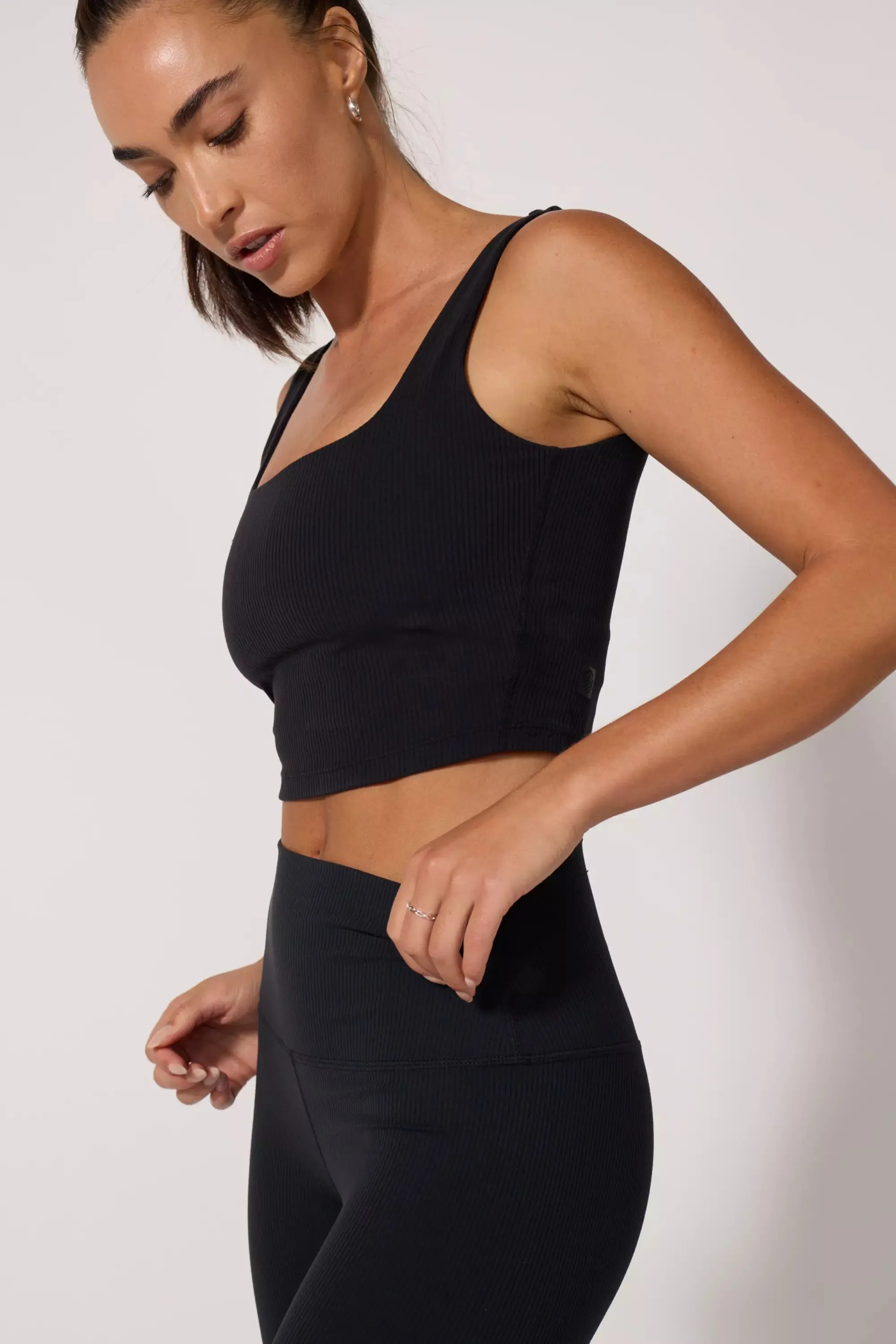 Ribbed Crop Tank with Support - Jet Black sold by MPG