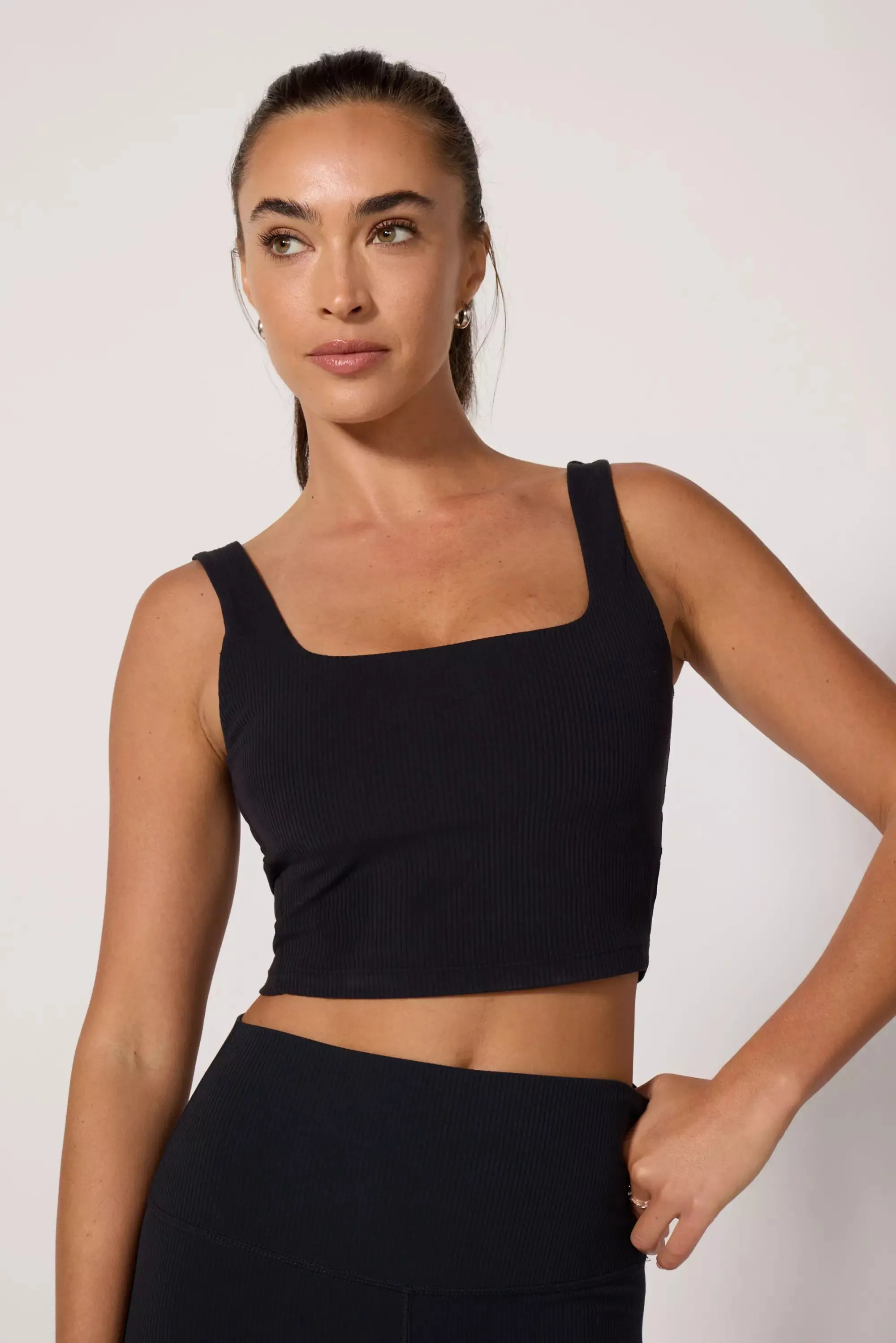 Ribbed Crop Tank with Support - Jet Black sold by MPG product image thumbnail 4