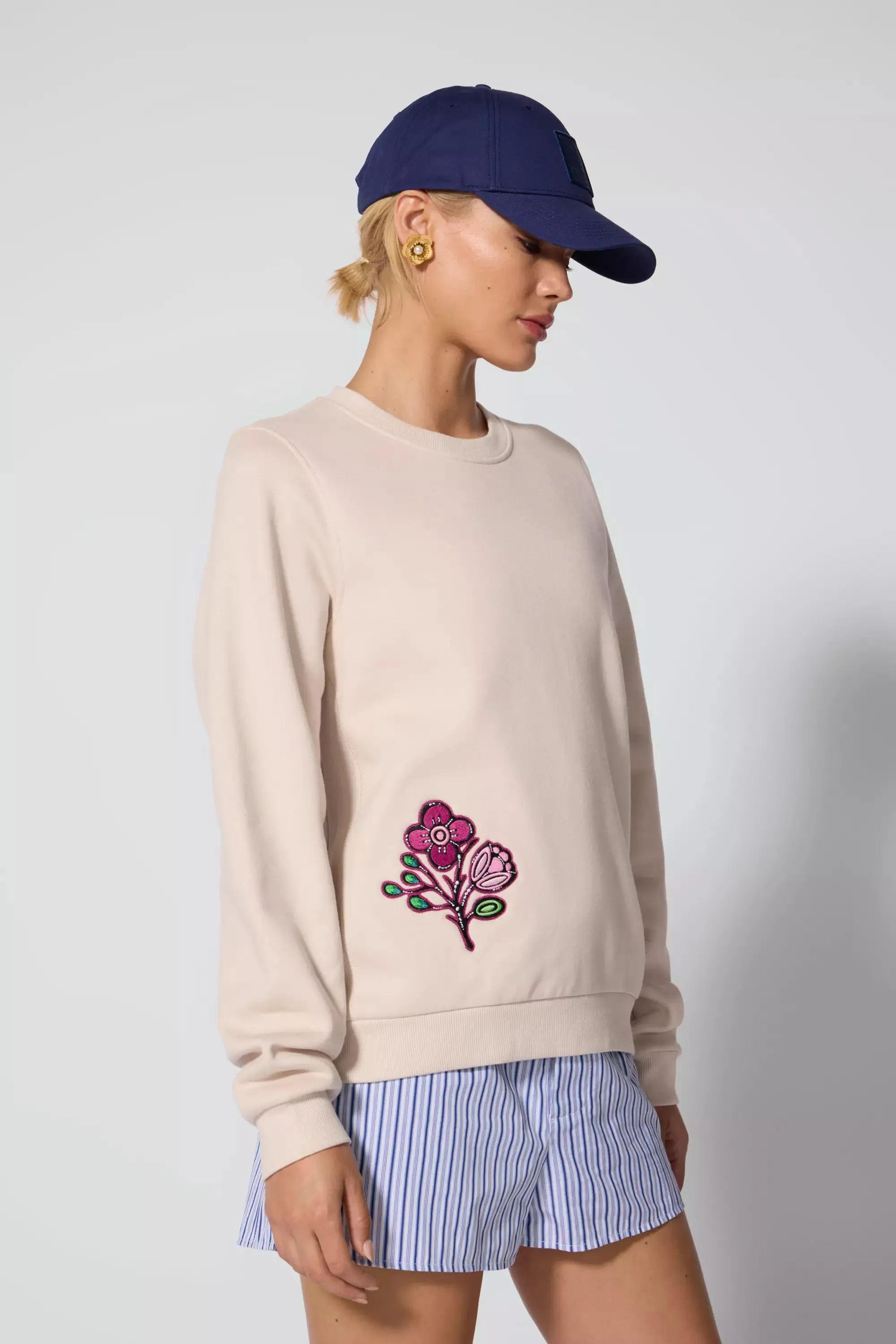 Comfort Fleece Embroidered Sweatshirt - Stone sold by MPG product image thumbnail 4