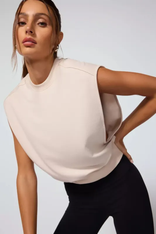 Modal Fleece Relaxed Tank - Stone sold by MPG
