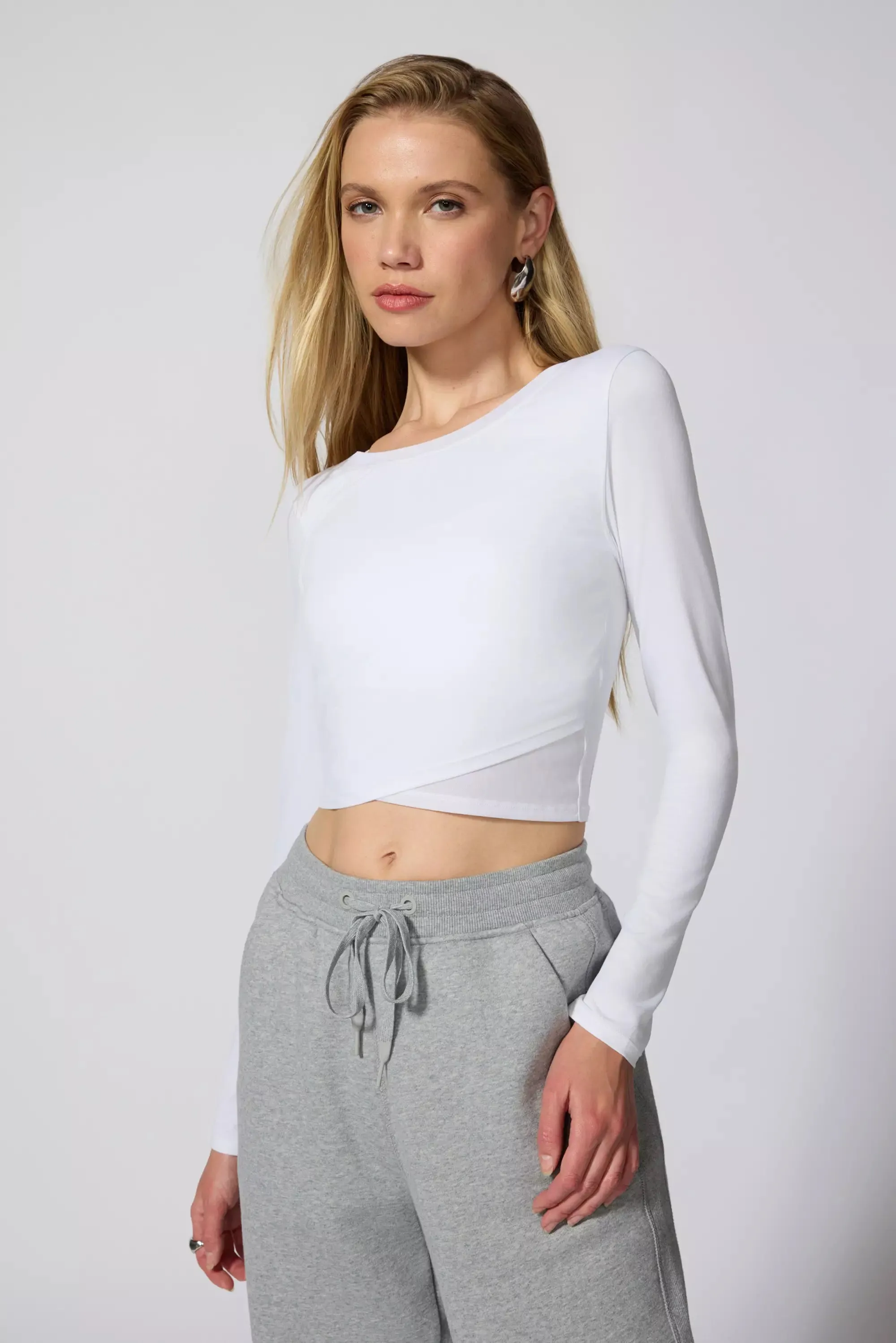 Pace Wrap Long Sleeve Tee - White sold by MPG product image thumbnail 4