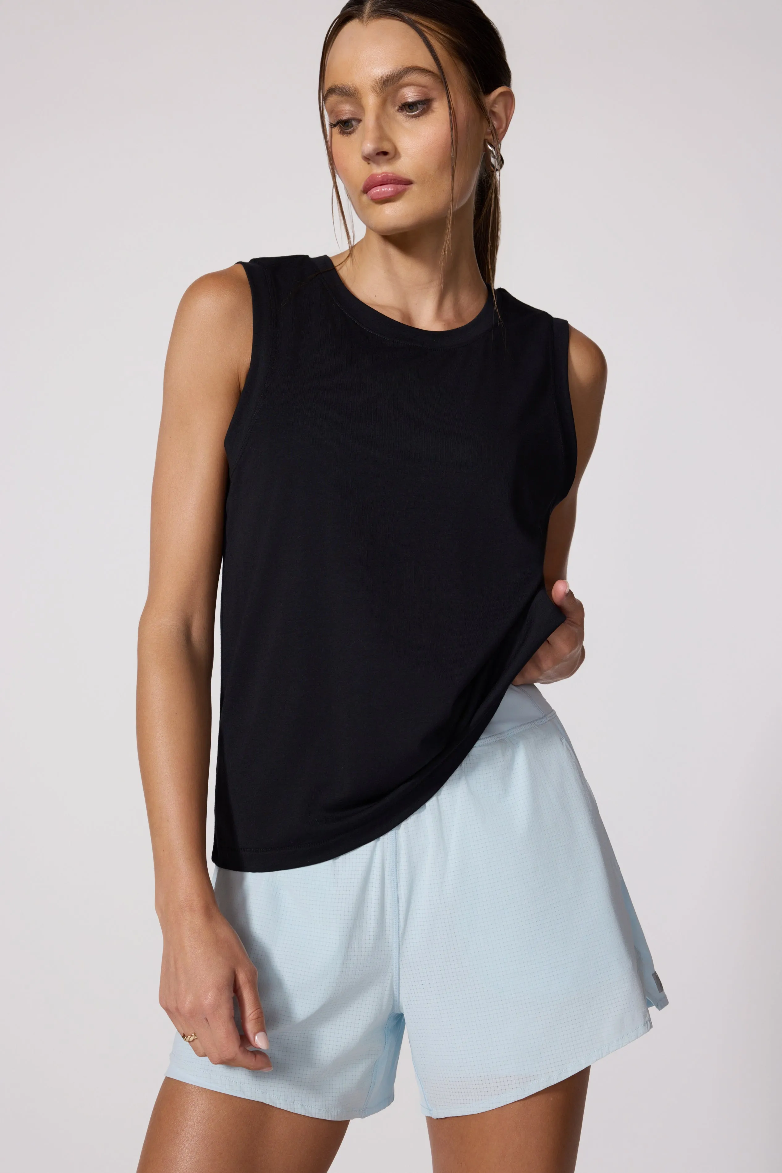 Pima Cotton Boyfriend Tank - Black sold by MPG